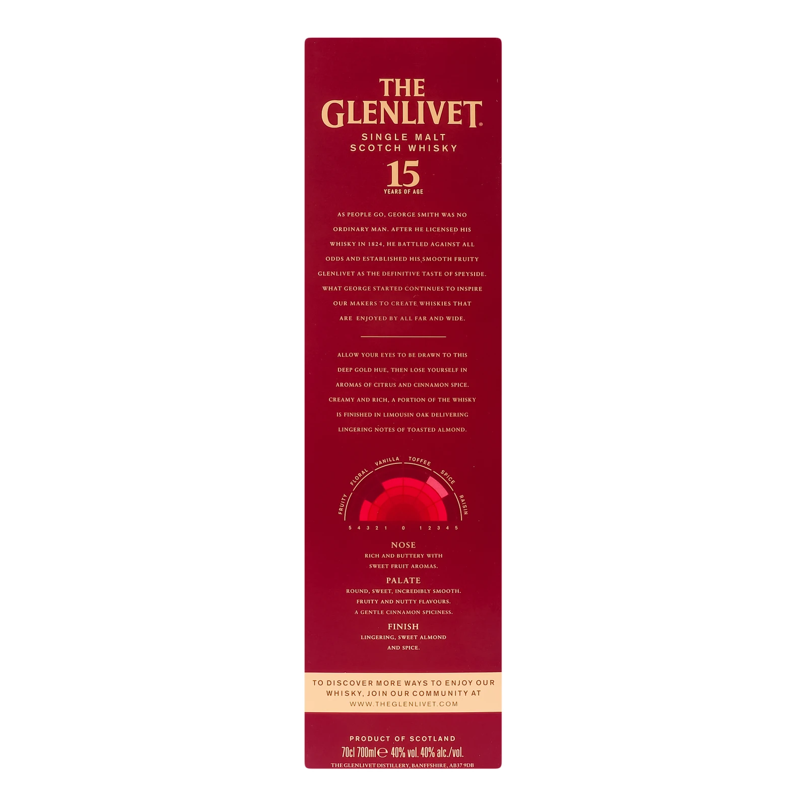 Віскі The Glenlivet 15YO шотландське односолодове 40% 0.7л Фото №:2