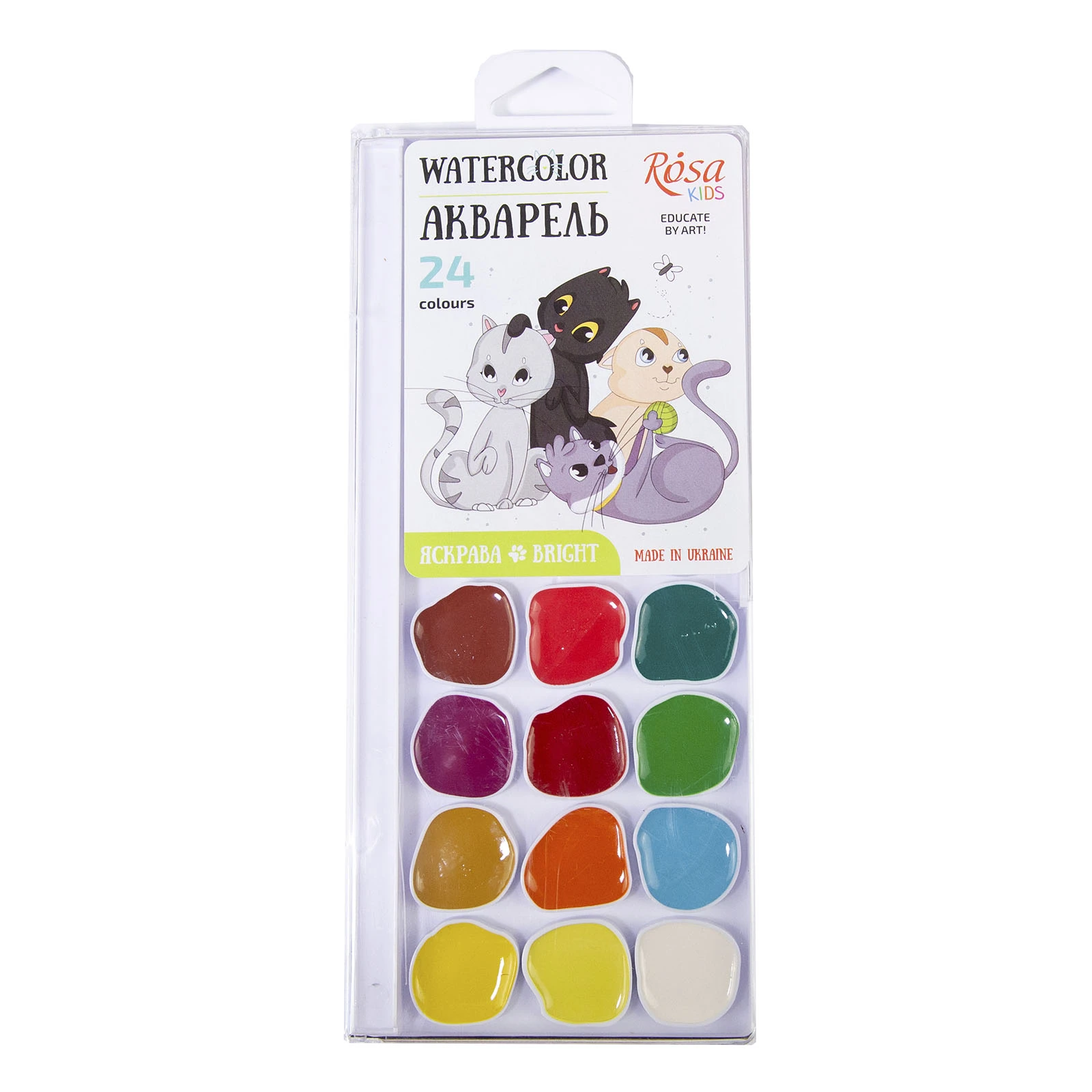 Фарба акварельна Rosa Cats 24кольорів без пензлика пластик