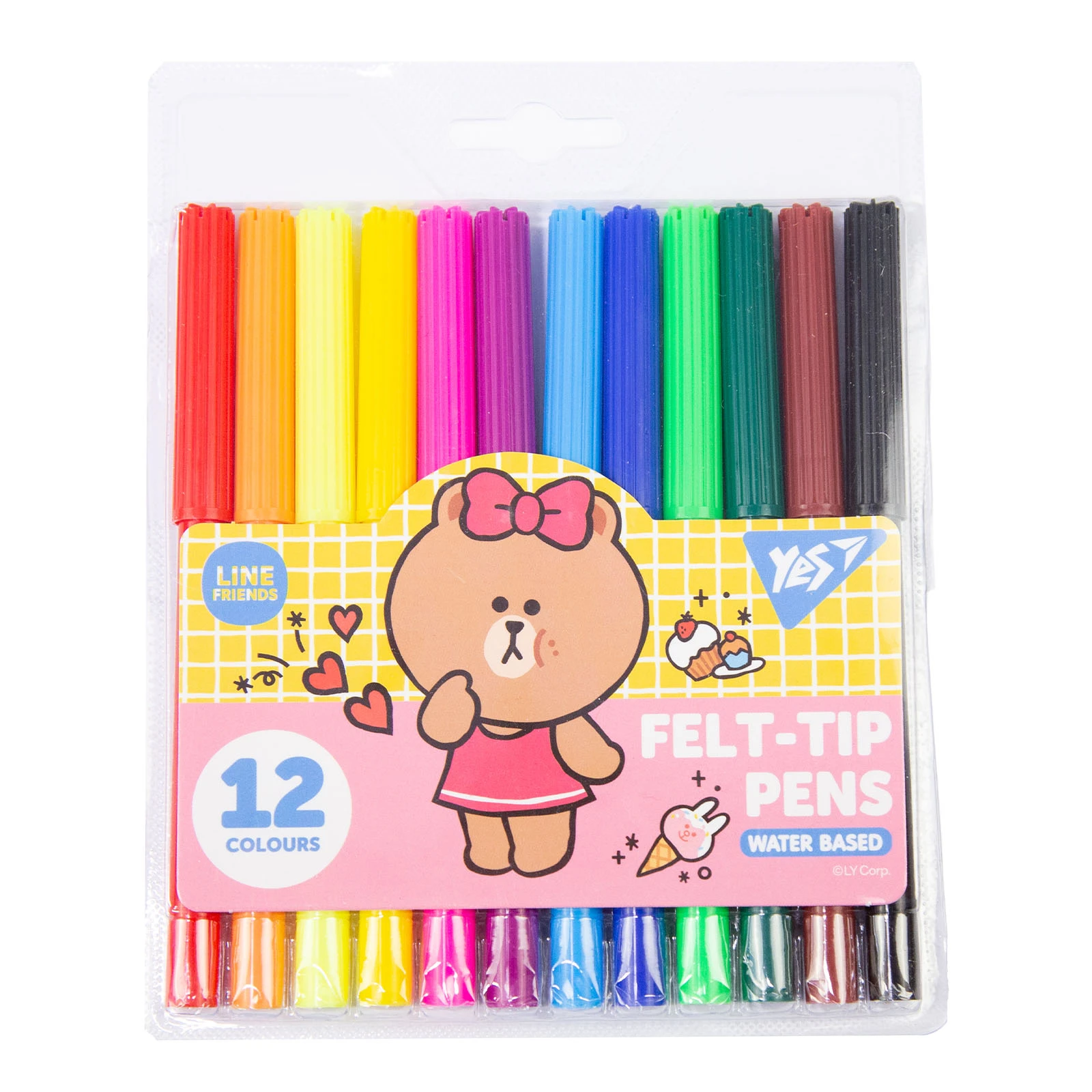 Фломастери YES 12кольорів Line Friends Фото №:1