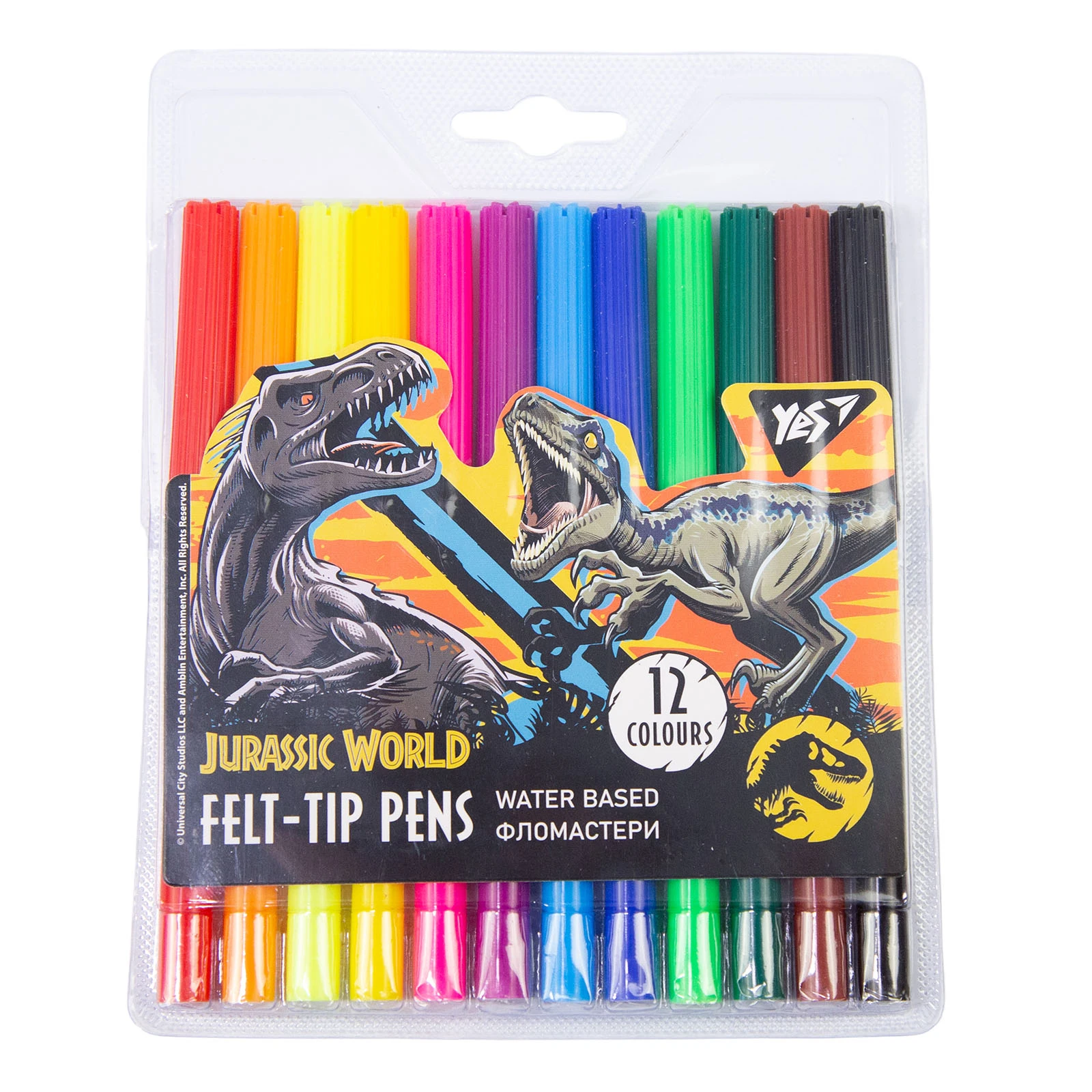 Фломастери YES 12кольорів Jurassic world Фото №:1