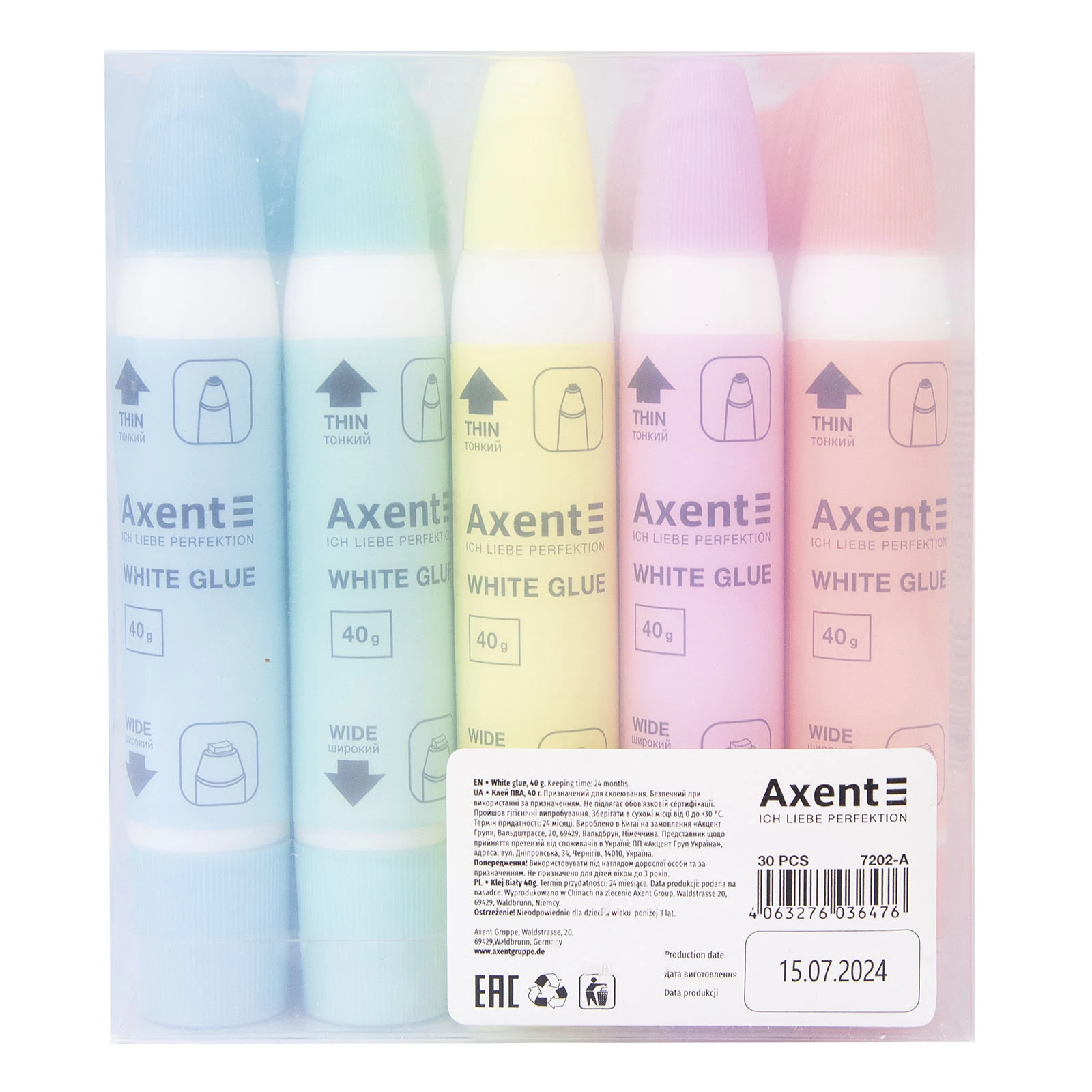 Клей Axent ПВА 40г 2аплікатори