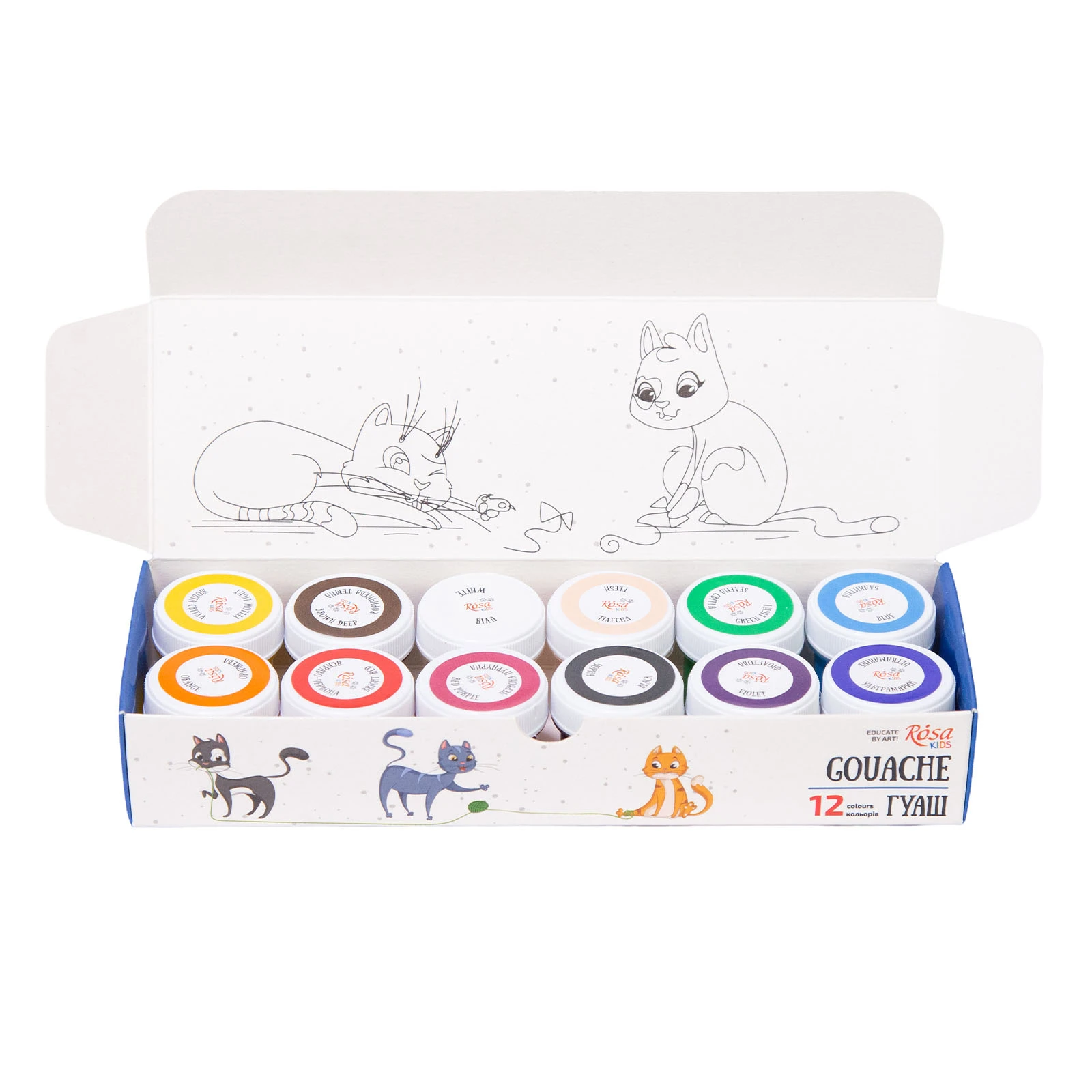 Фарби гуашеві 12кольорів Rosa Cats 10мл Фото №:2