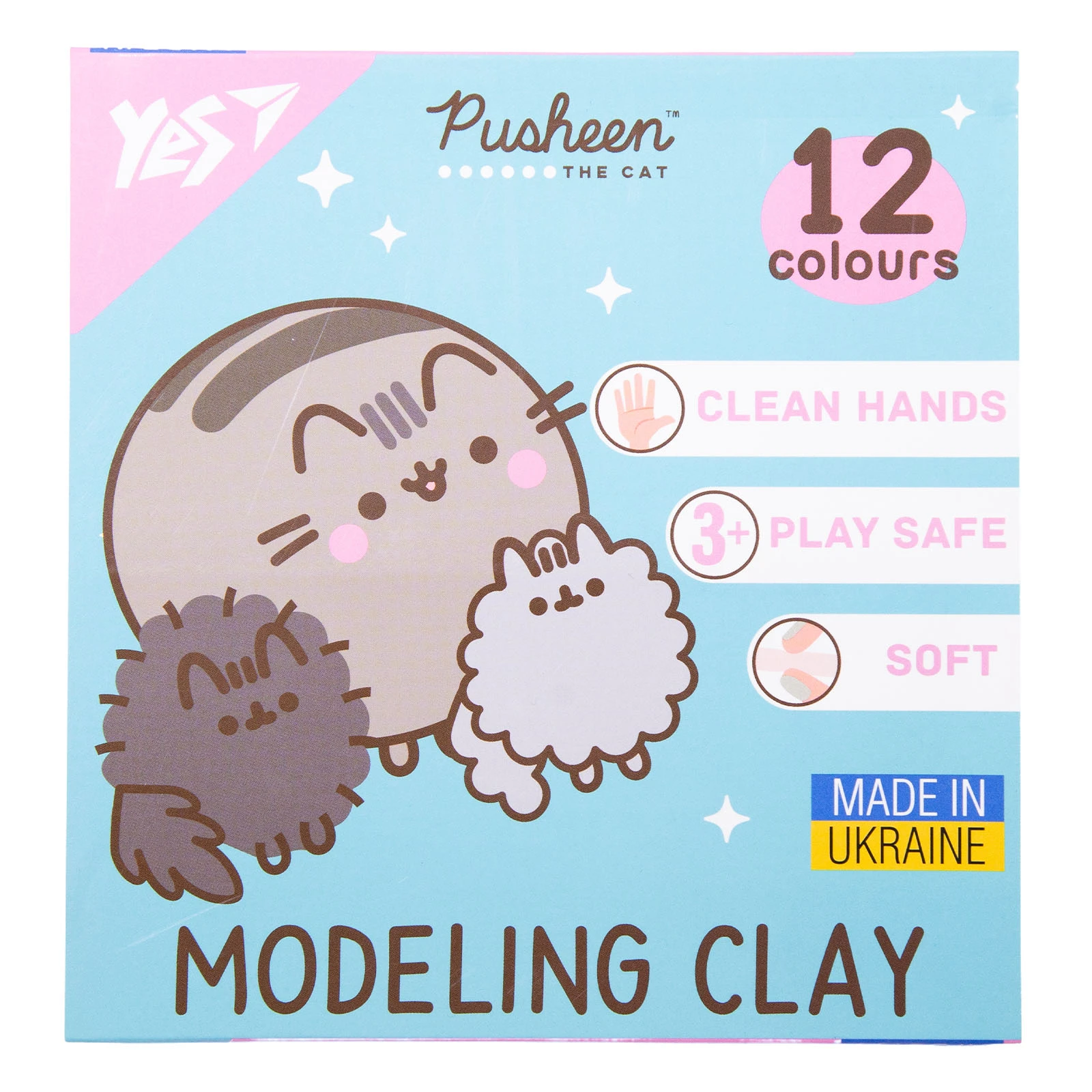 Пластилін Yes 12кольорів 240г Pusheen Фото навігації №:1