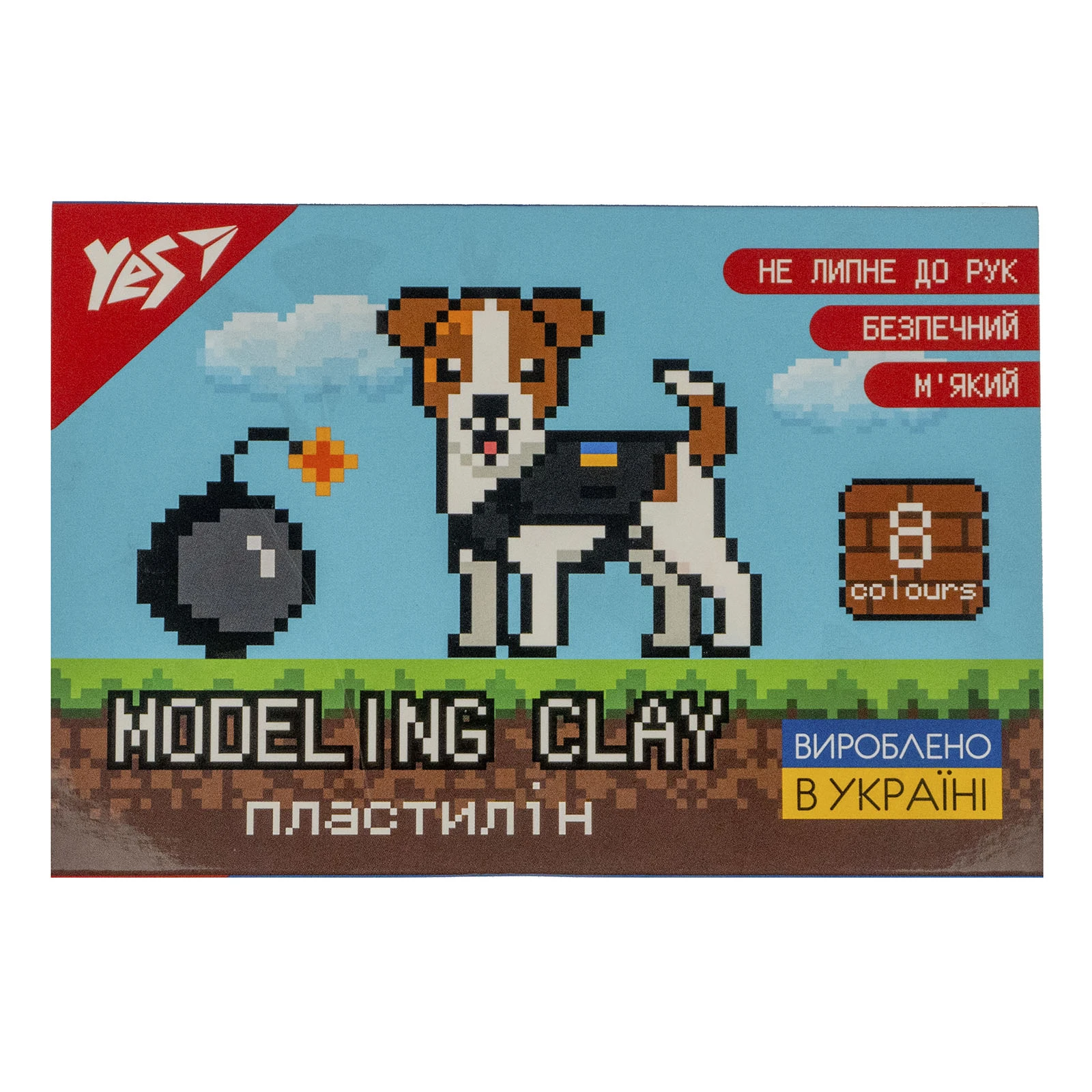 Набір пластиліну Yes 8Bit Ua 8 кольорів 160г Фото №:1