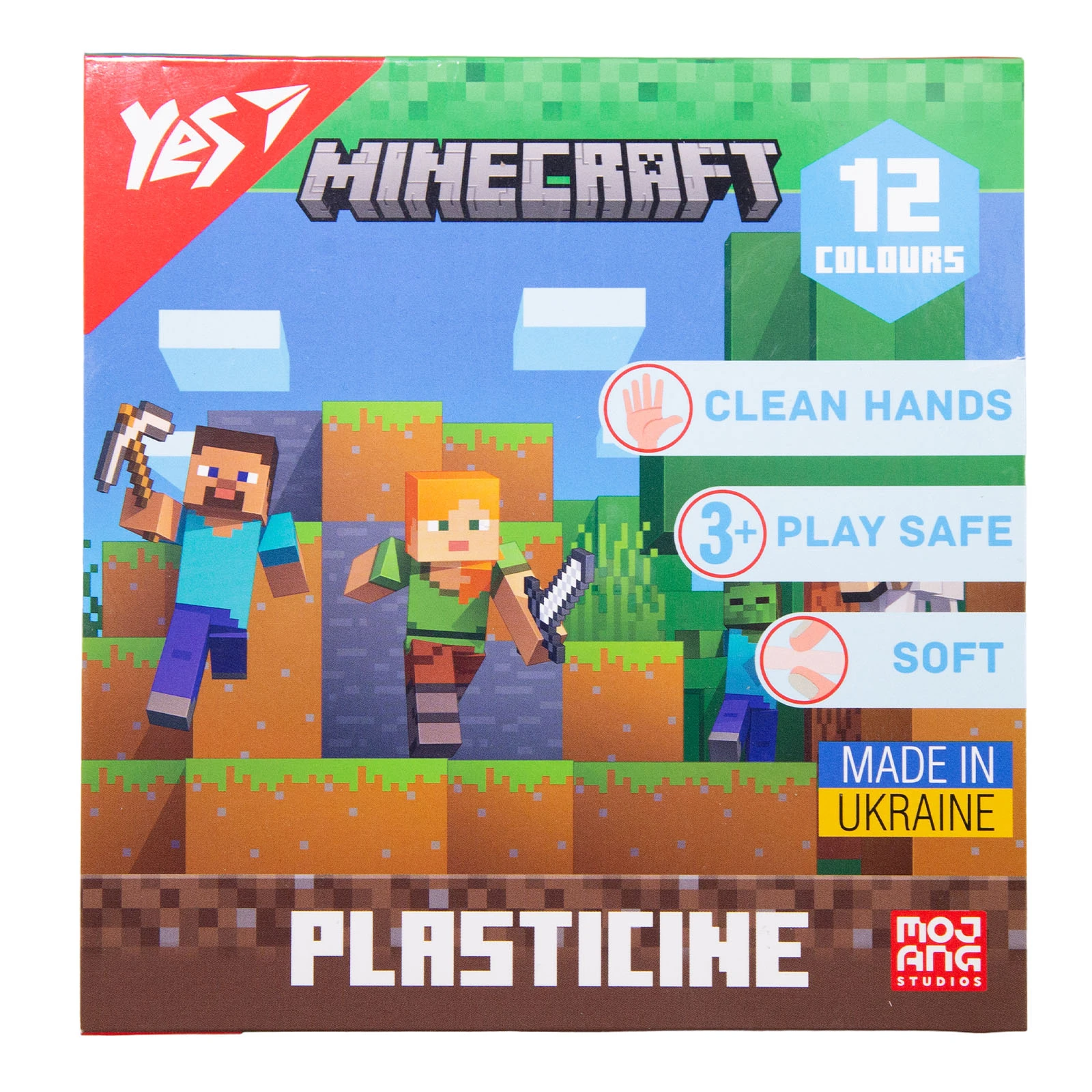 Пластилін YES 12кольорів 240г Minecraft