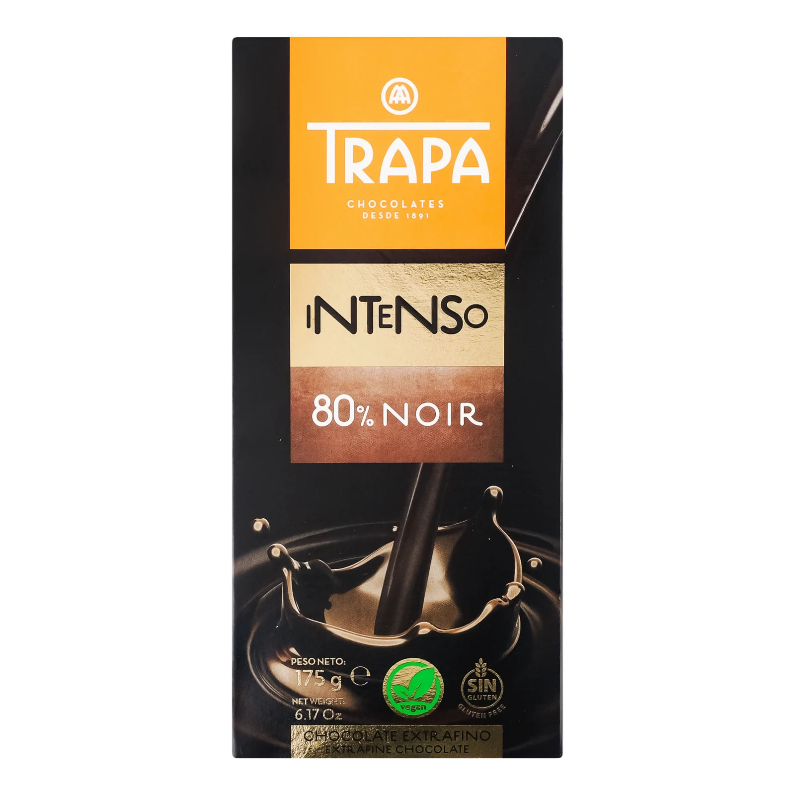 Шоколад Trapa Intenso чорний 80% 175г Фото №:1