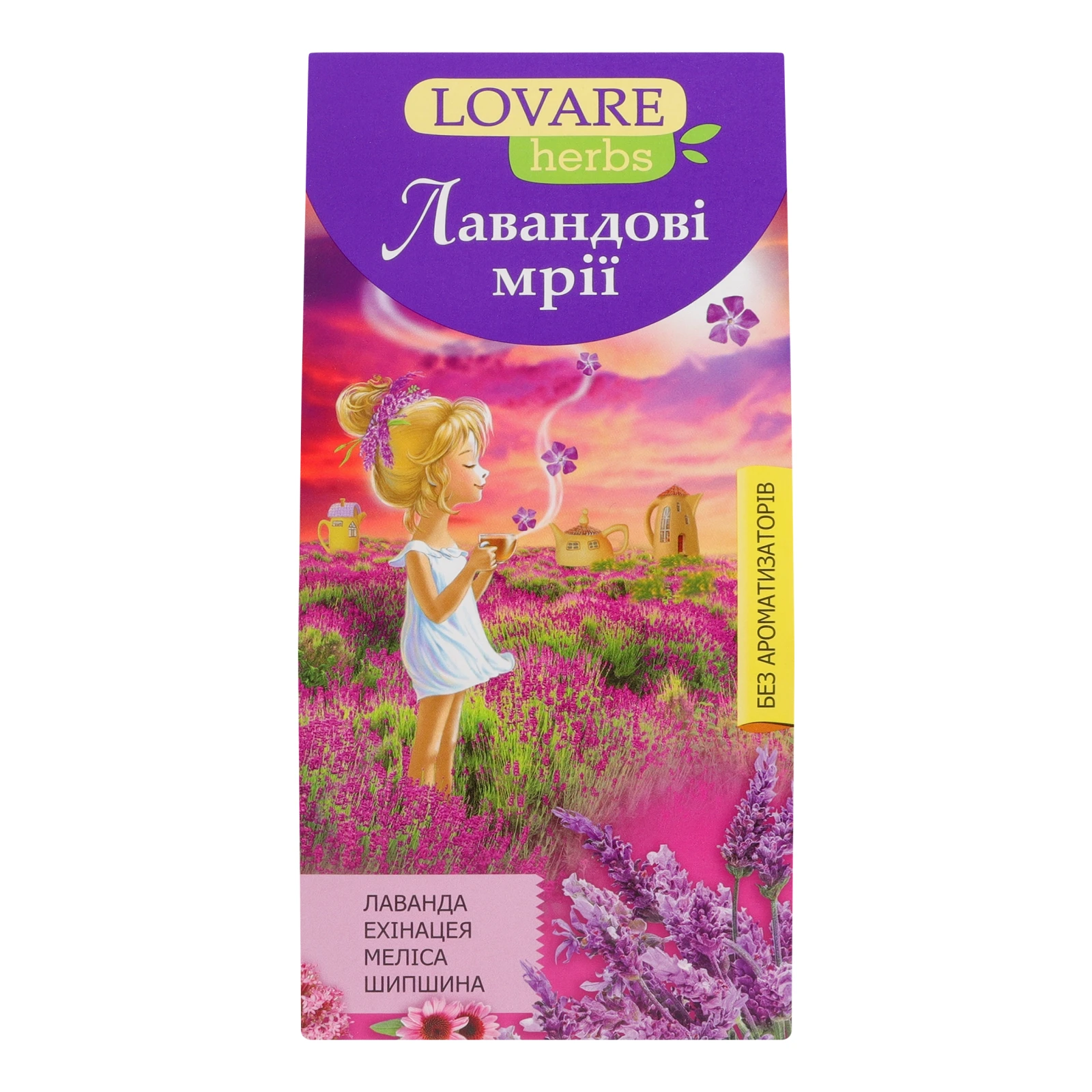 Суміш чаю Lovare Herbs Лавандові мрії трав'яного та плодово-ягідного з квітами лаванди 20*1.8г/уп Фото №:1