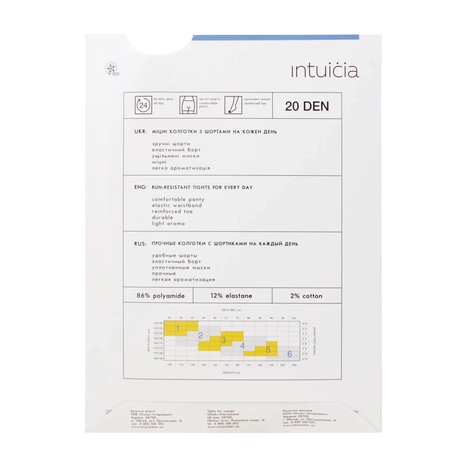 Колготи ІНТУІЦІЯ CLASSIC 20 BLACK 5-6 Фото №:2