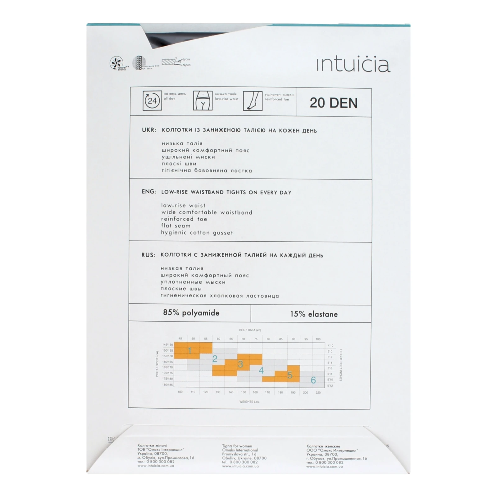 Колготки Intuicia Fashion Top жіночі 20den 2 чорний Фото №:2