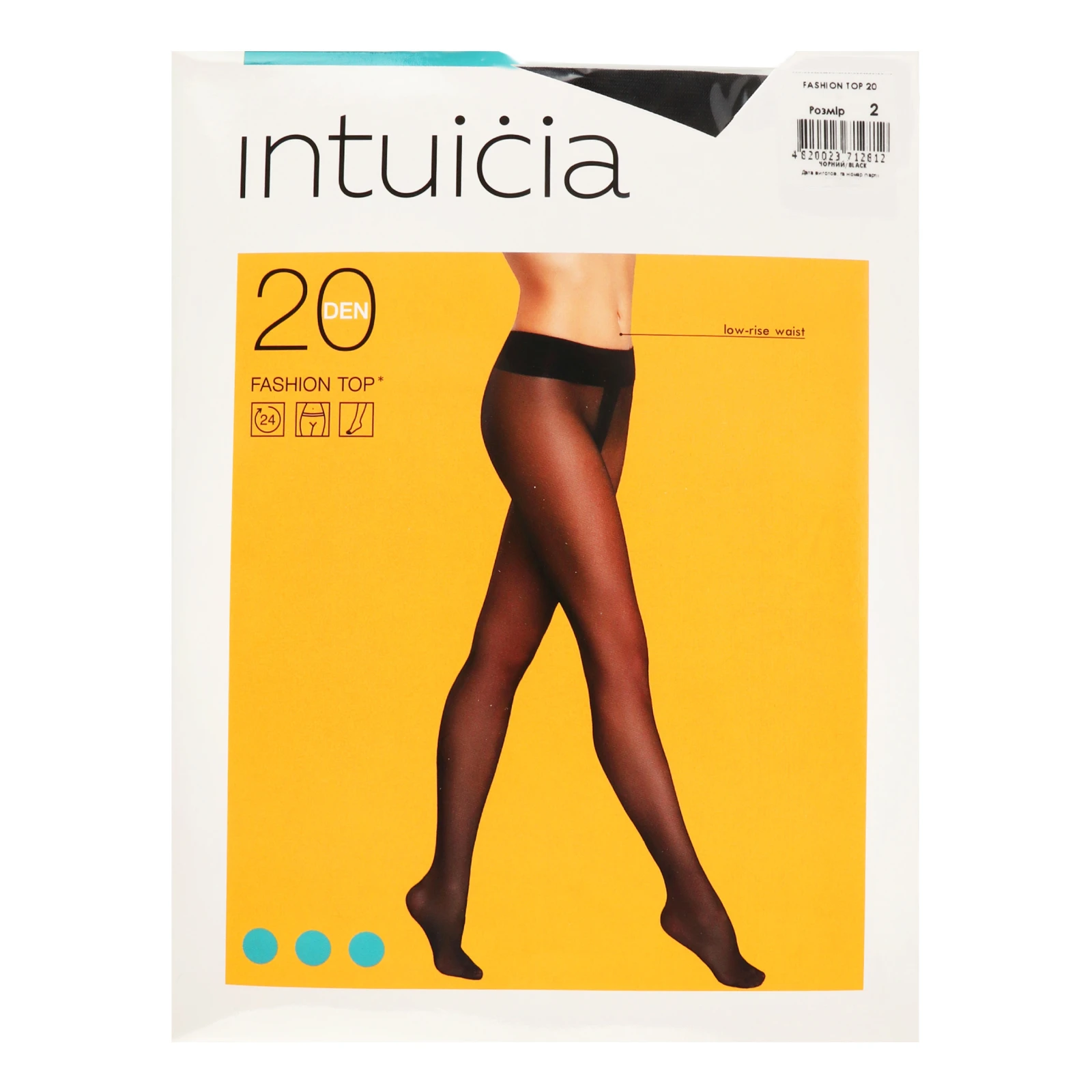 Колготки Intuicia Fashion Top жіночі 20den 2 чорний Фото навігації №:1