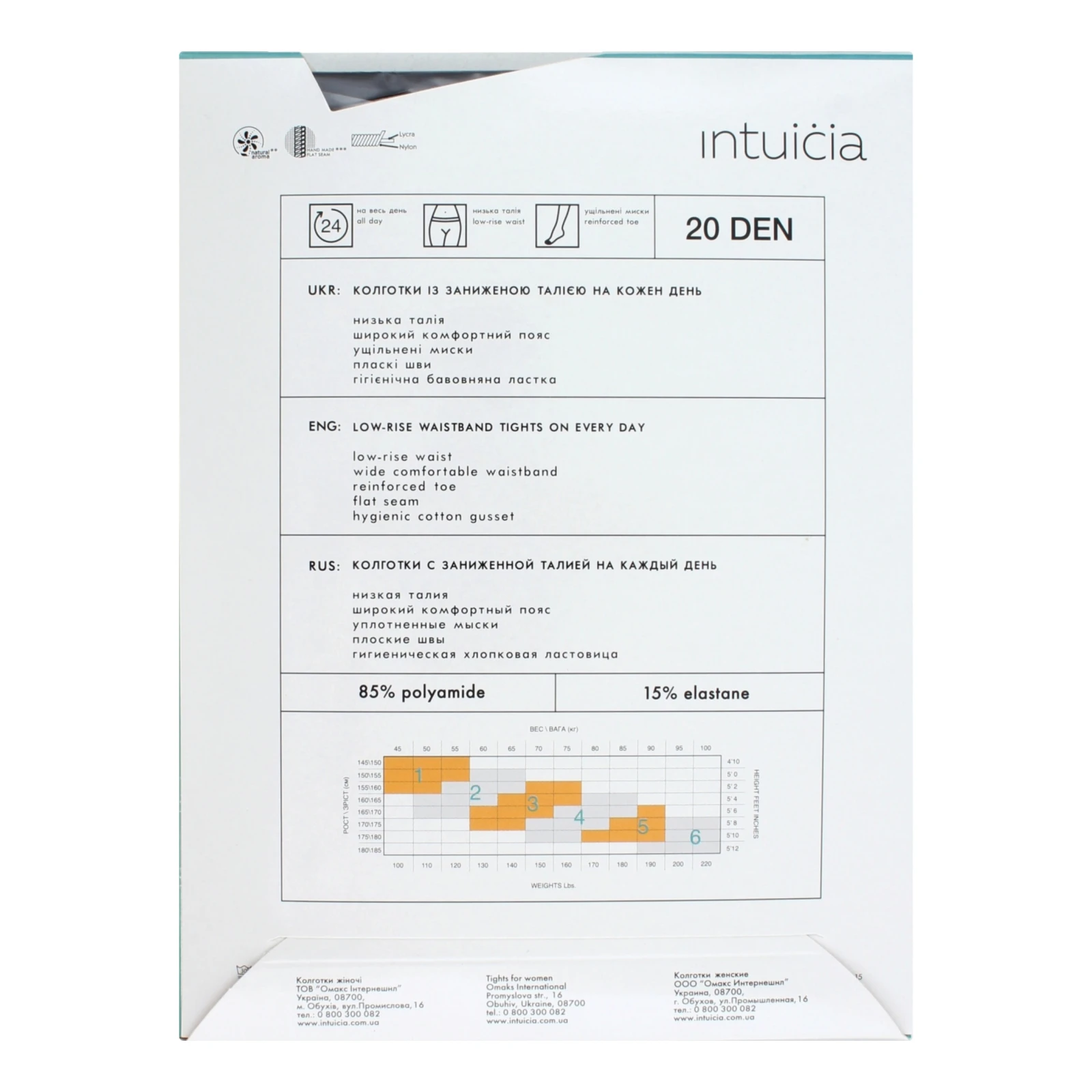 Колготки Intuicia Fashion Top жіночі 20den 3 чорний Фото №:2