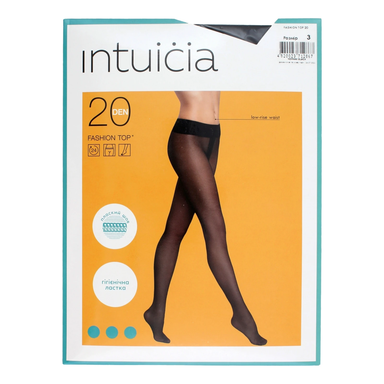Колготки Intuicia Fashion Top жіночі 20den 3 чорний Фото №:3