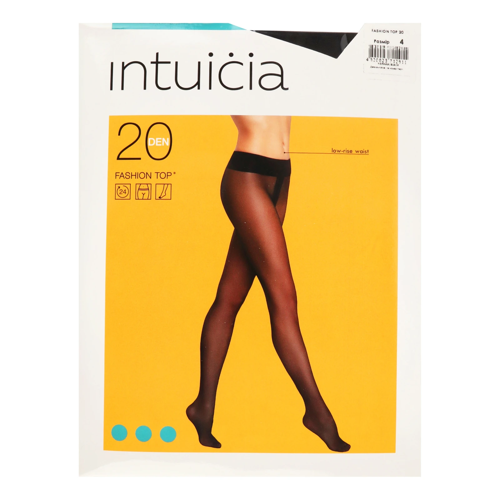 Колготки Intuicia Fashion Top жіночі 20den 4 чорний Фото навігації №:1