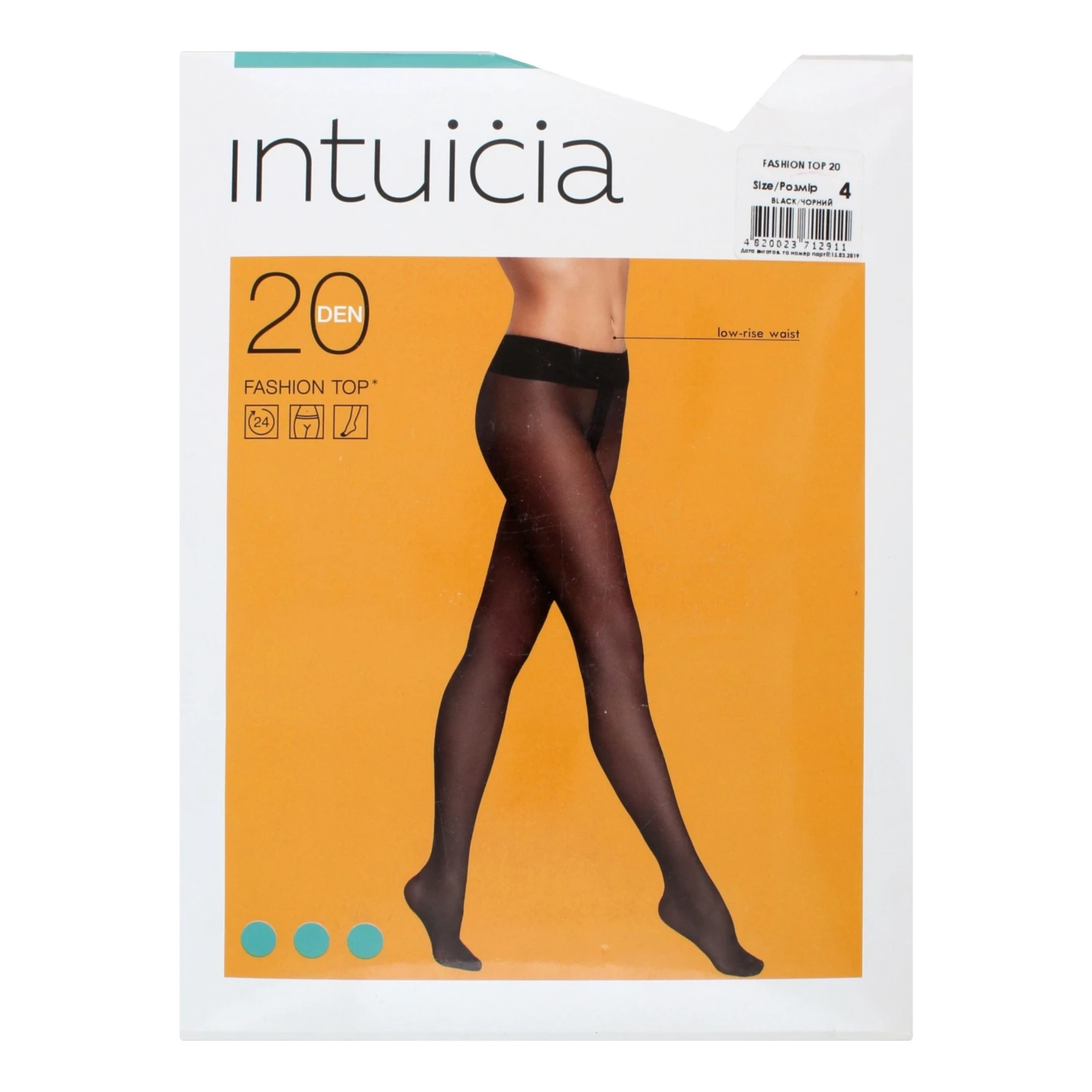 Колготки Intuicia Fashion Top жіночі 20den 4 чорний Фото №:3