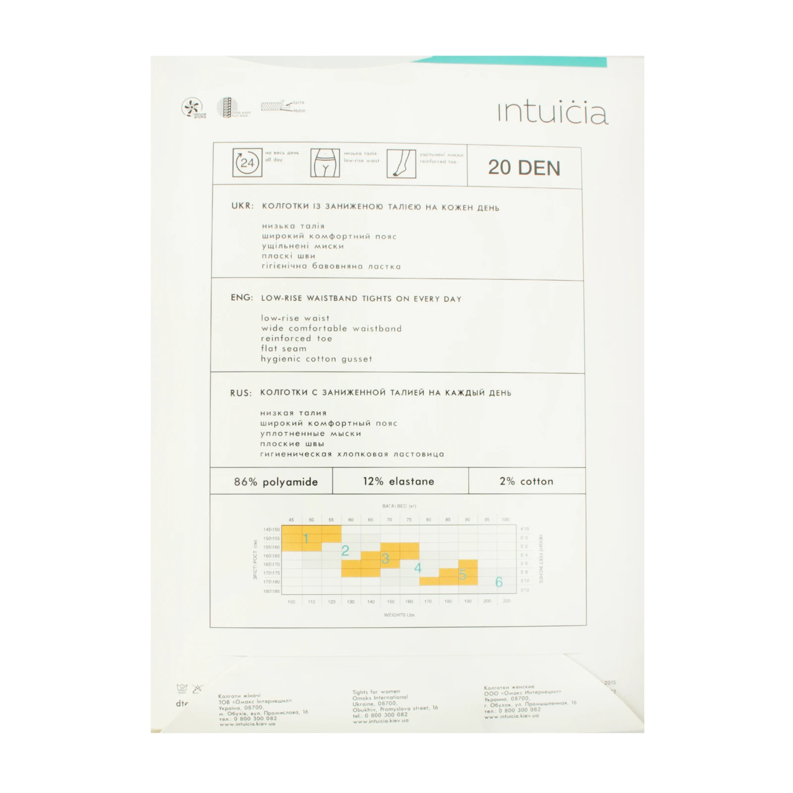 Колготки Intuicia Fashion Top жіночі 20den 2 daino Фото №:2