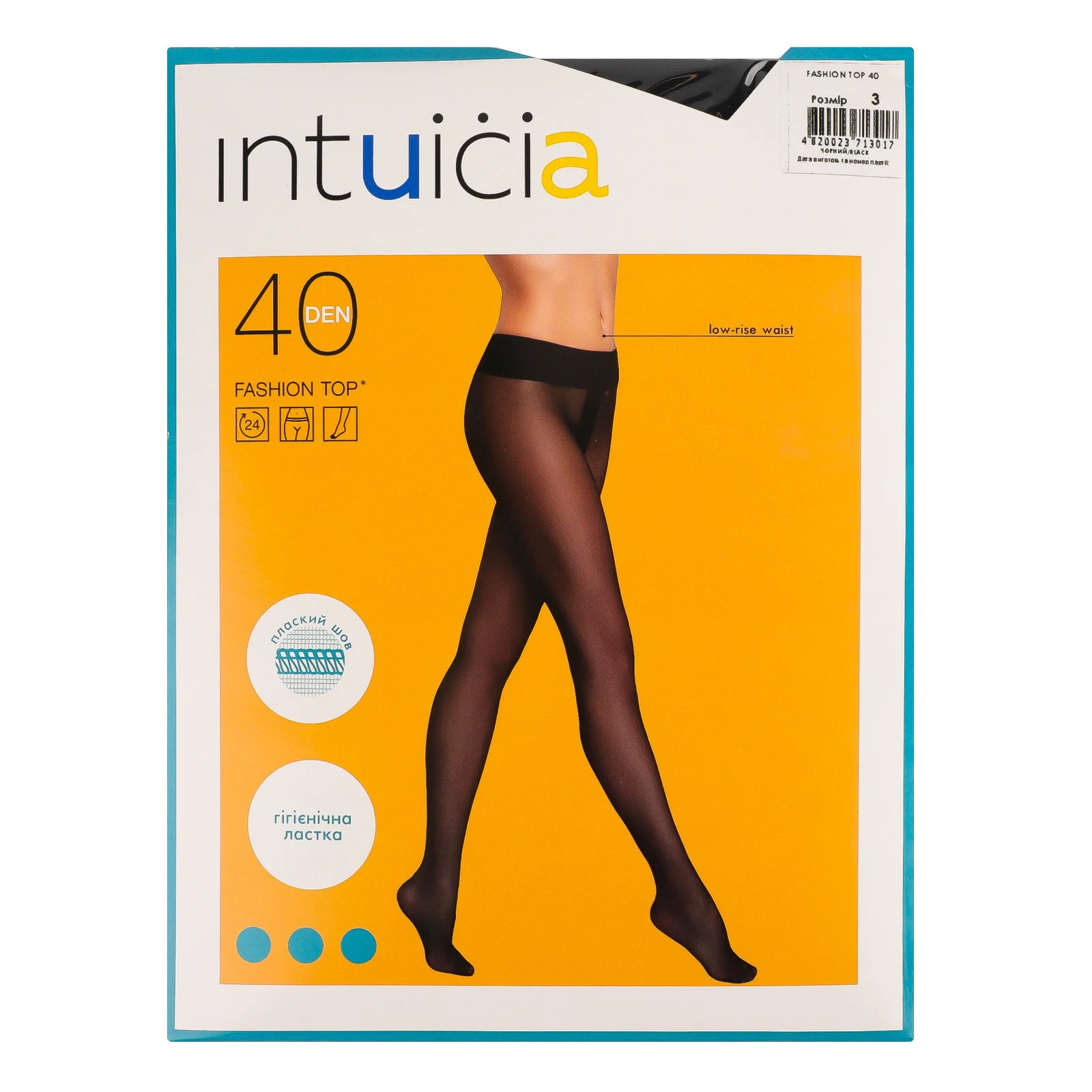 Колготки Intuicia Fashion Top жіночі 40den 3 чорний Фото №:1