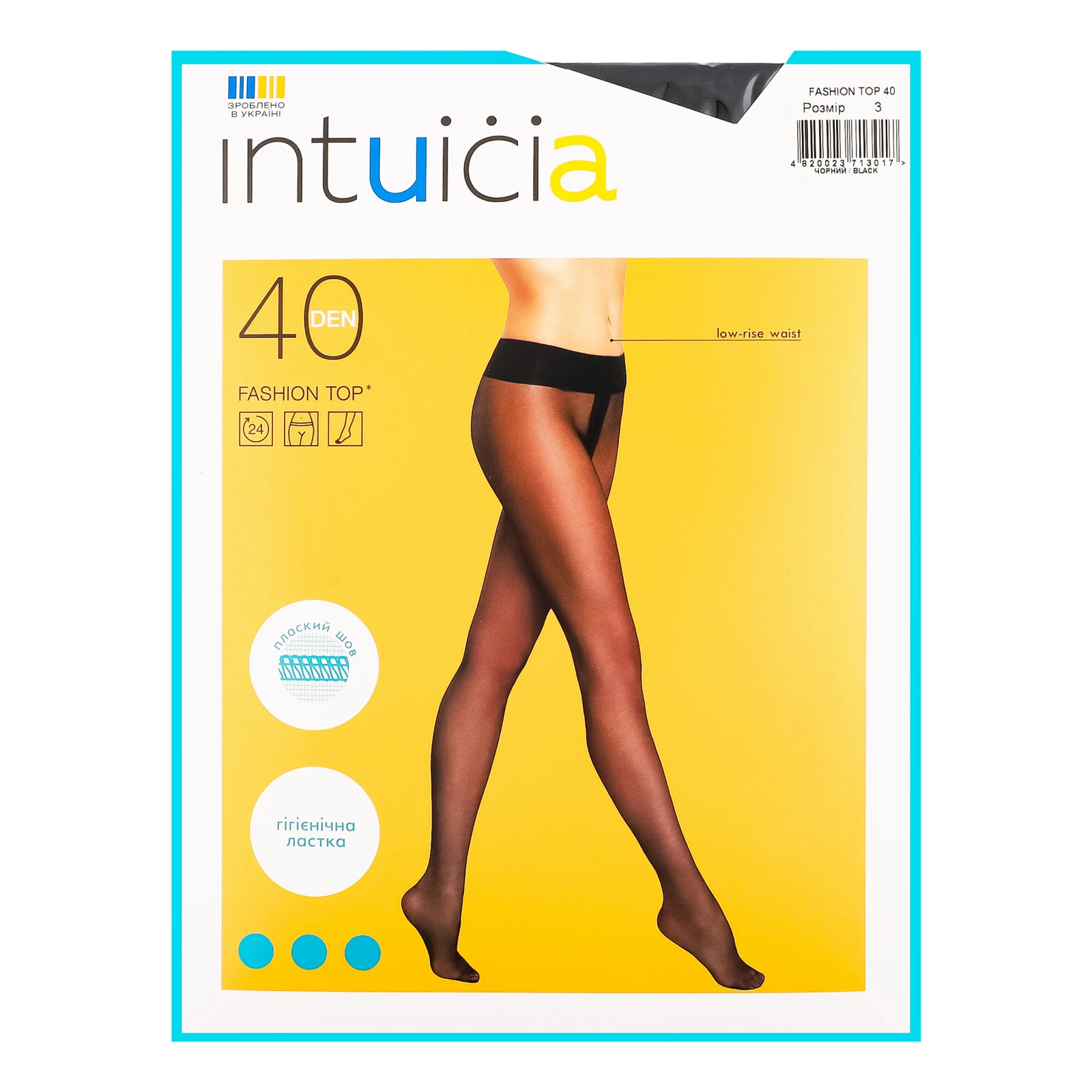 Колготки Intuicia Fashion Top жіночі 40den 3 чорний Фото №:1