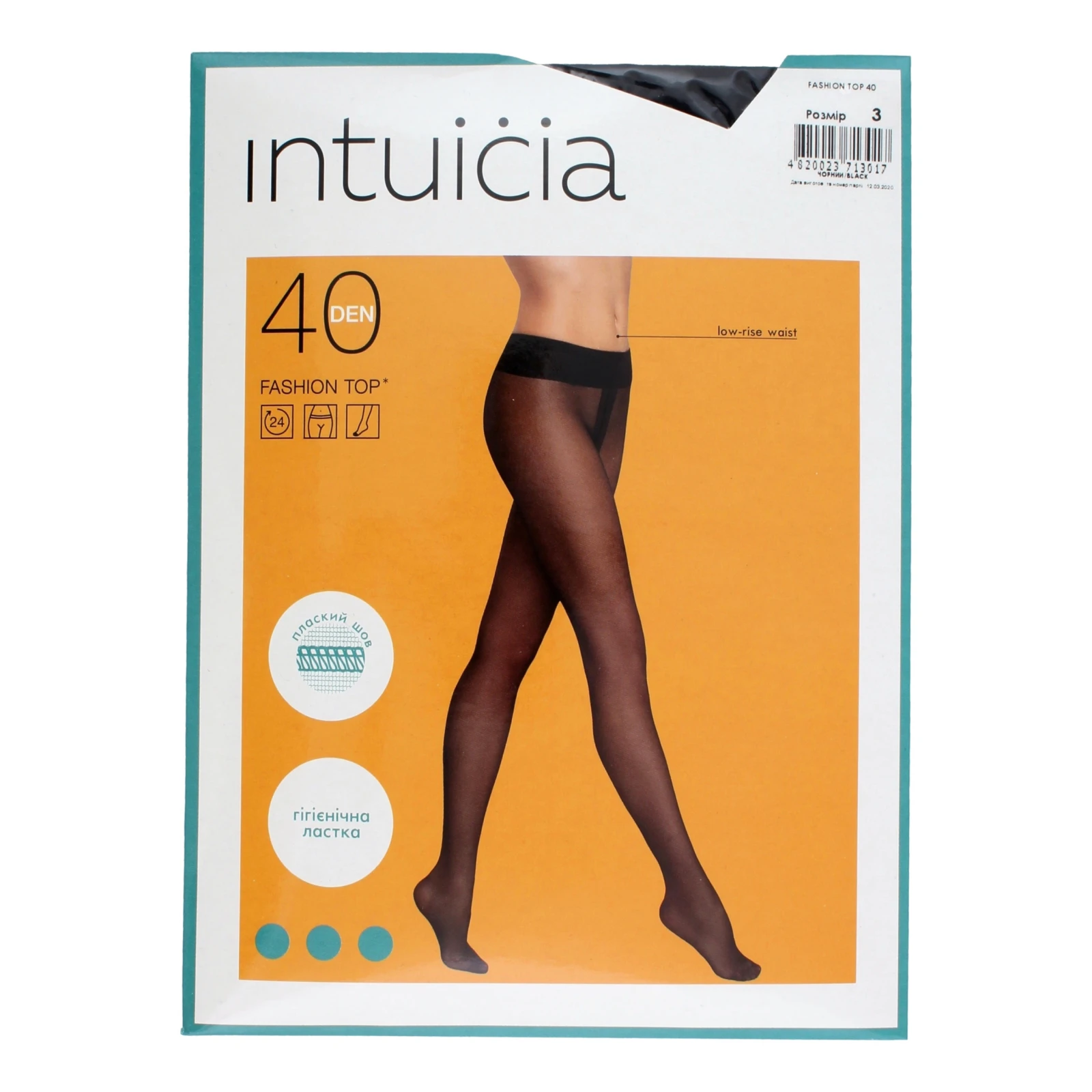 Колготки Intuicia Fashion Top жіночі 40den 3 чорний Фото №:3