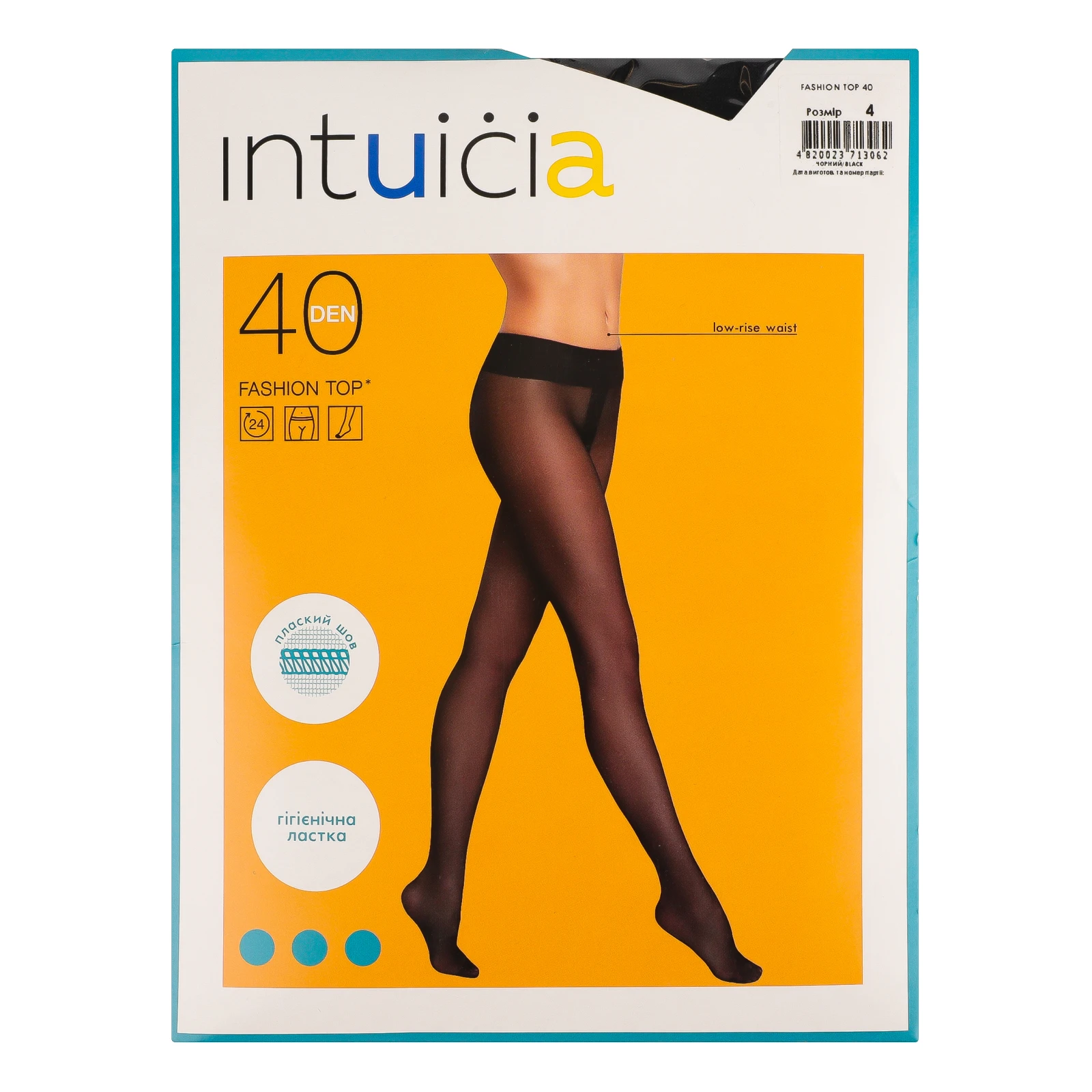 Колготки Intuicia Fashion Top жіночі 40den 4 чорний Фото навігації №:1