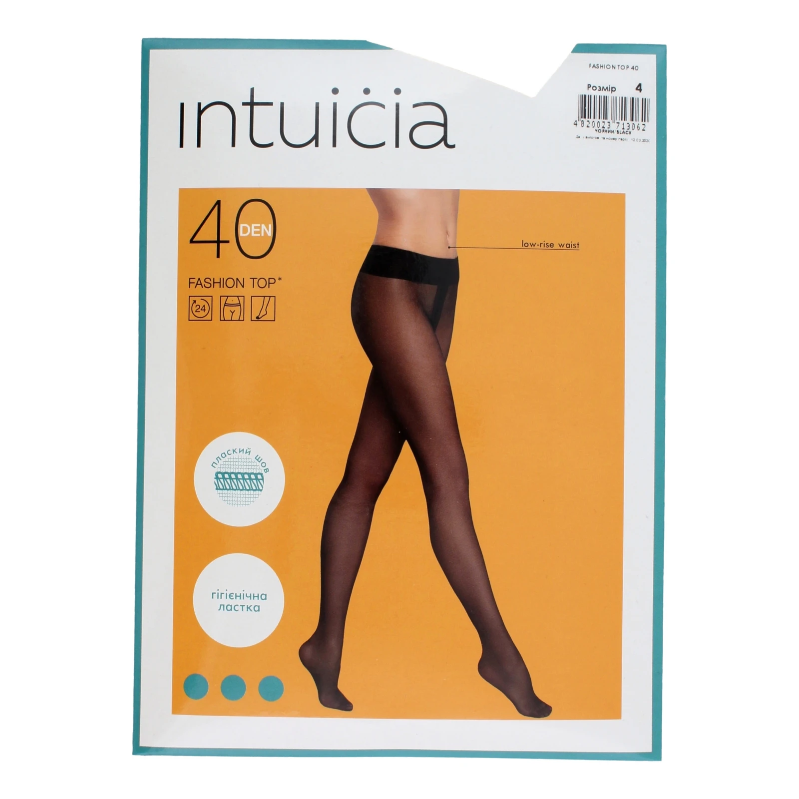 Колготки Intuicia Fashion Top жіночі 40den 4 чорний Фото №:3