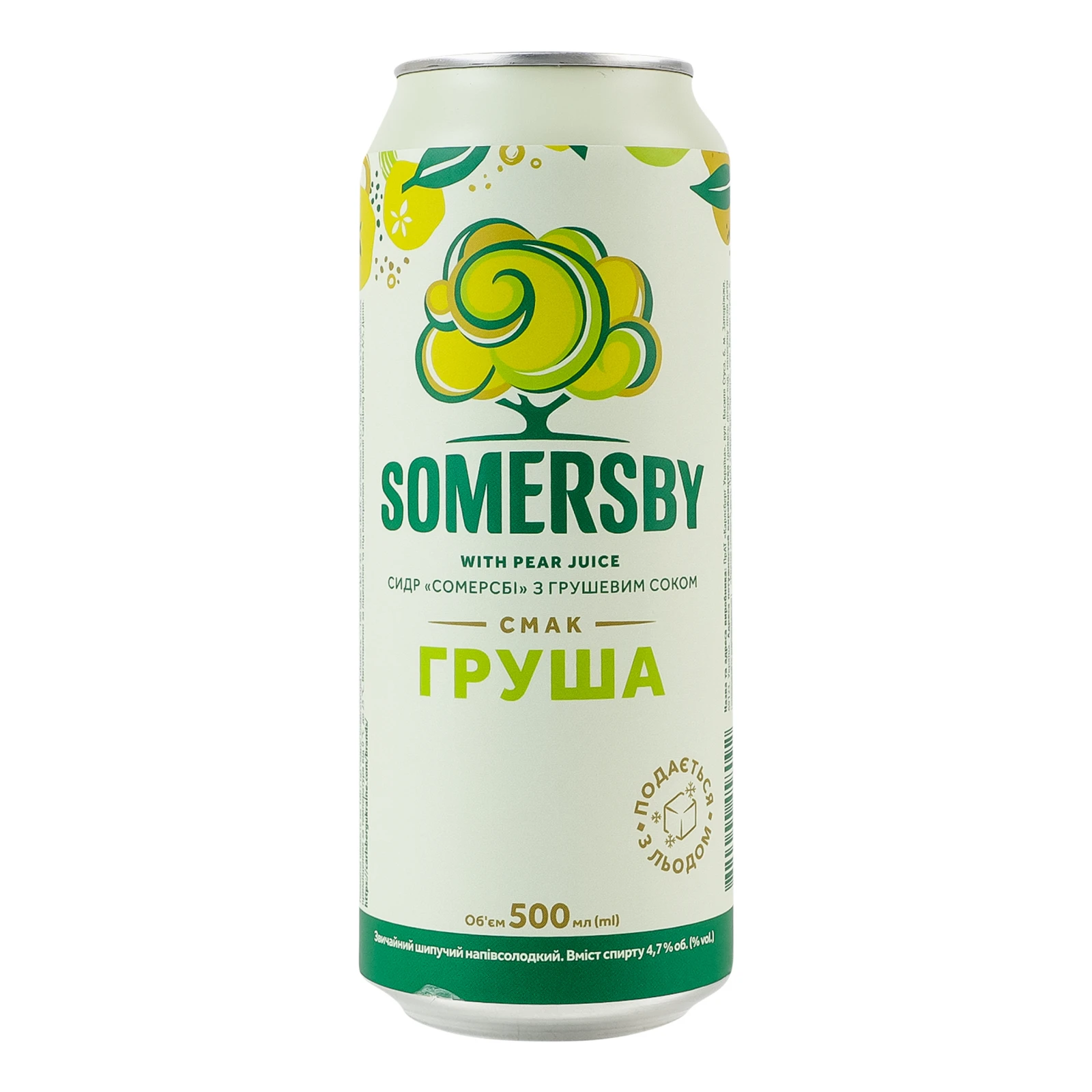 Сидр Somersby звичайний шипучий напівсолодкий смак Груша 4.7% 0.5л