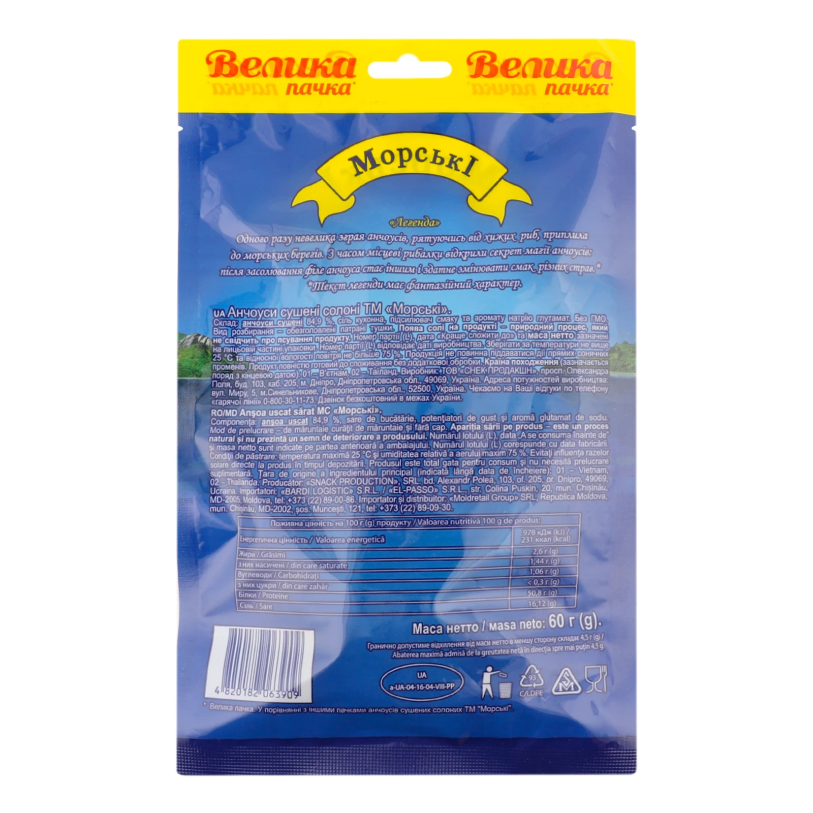 Анчоуси Морські сушені солоні 60г Фото №:2