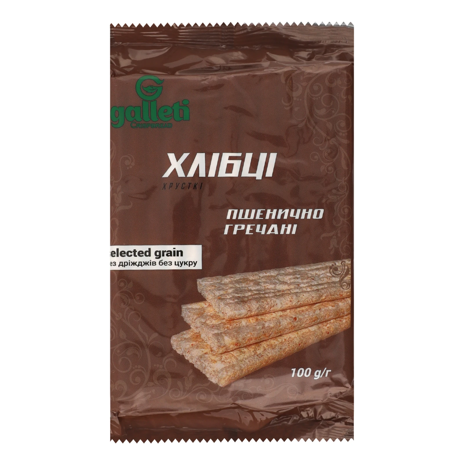 Хлібці Galleti хрусткі Пшенично-гречані 100г Фото навігації №:1