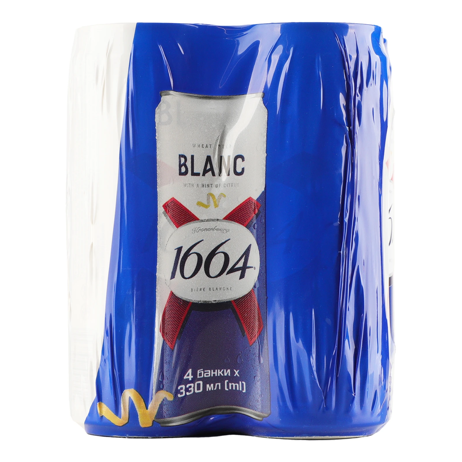 Пиво Kronenbourg 1664 Blanc спеціальне пшеничне світле пастеризоване 4.8% 4*0.33л Фото навігації №:1