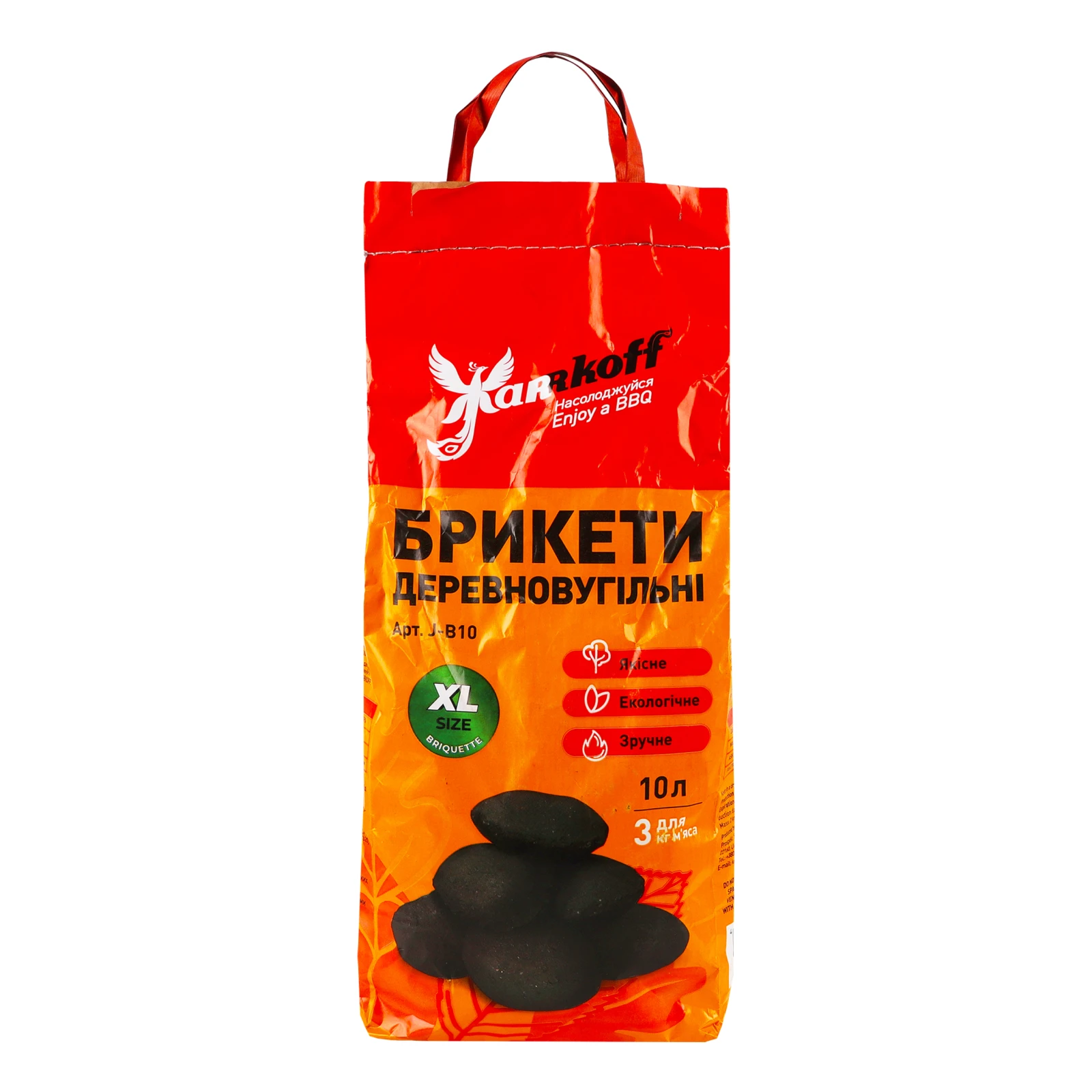 Брикети деревновугільні Jarrkoff №J-B10 10л 2кг Фото №:1