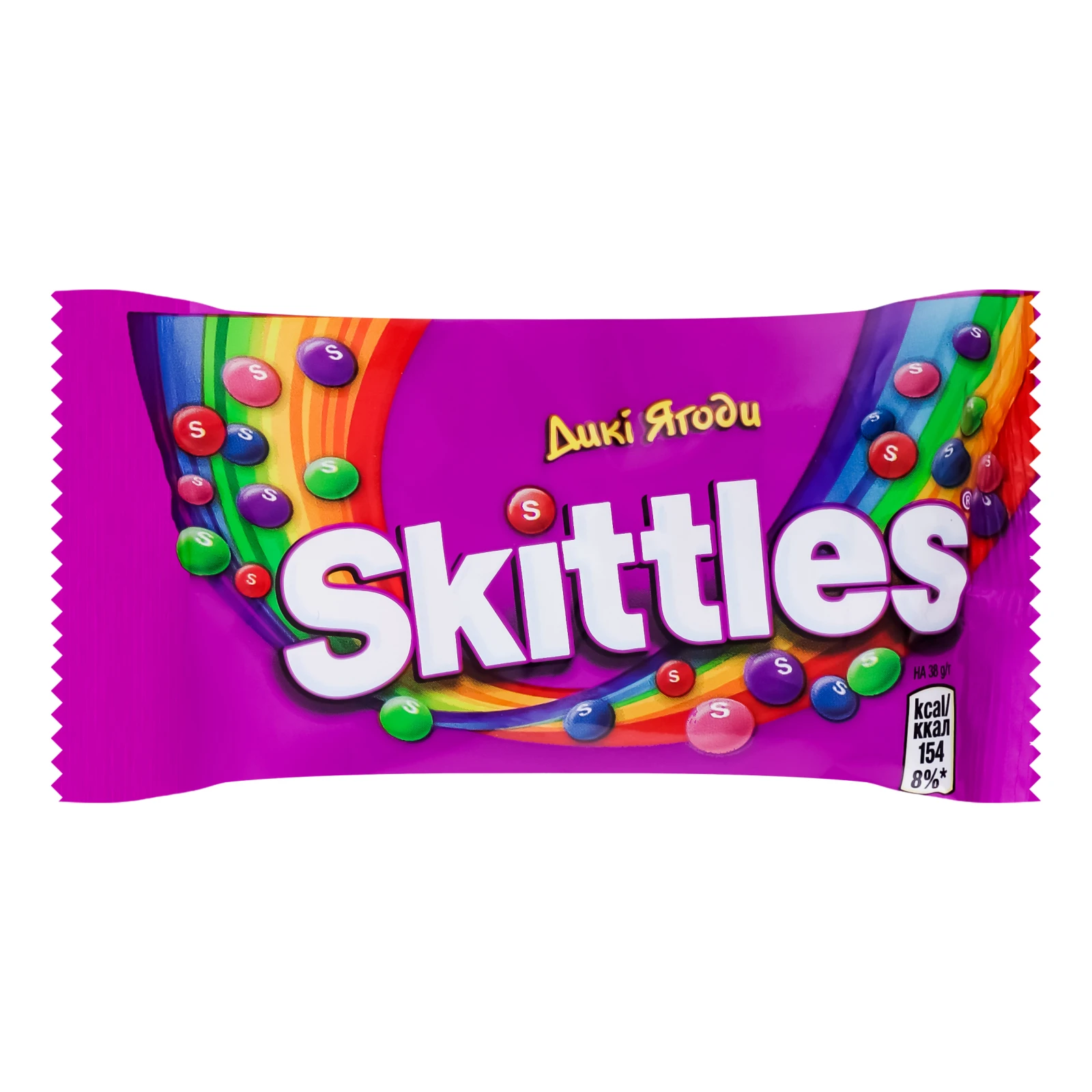 Драже жувальні Skittles Дикі ягоди в різнокольоровій цукровій оболонці 38г Фото навігації №:1