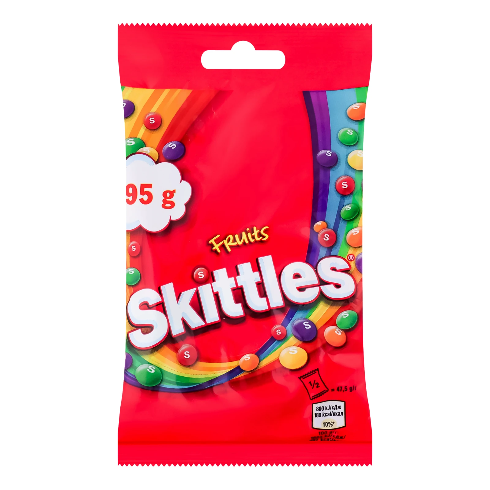 Драже жувальні Skittles Fruits у різнокольоровій цукровій оболонці 95г Фото №:1