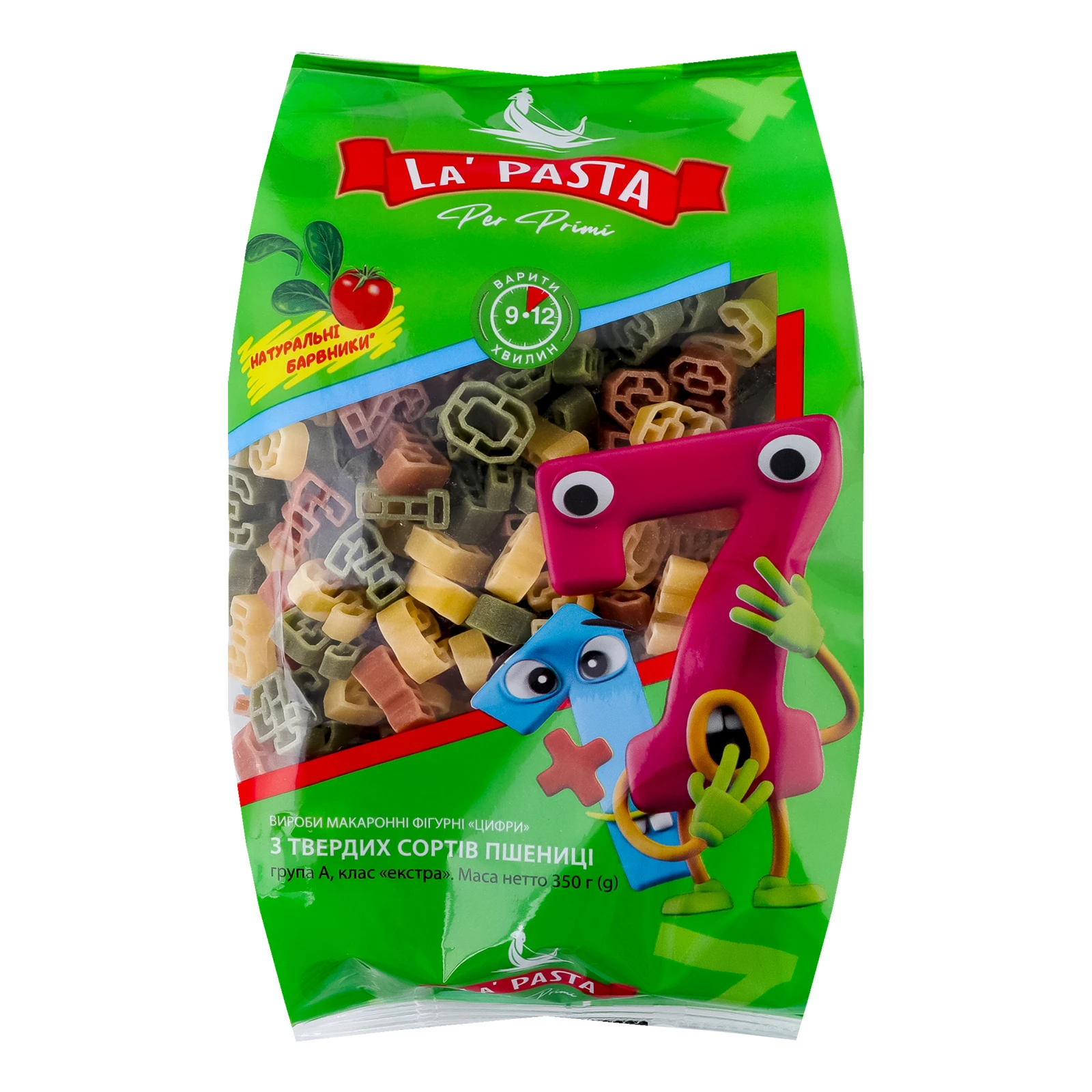 Макаронні вироби La Pasta Per Primi з твердих сортів пшениці Цифри 350г