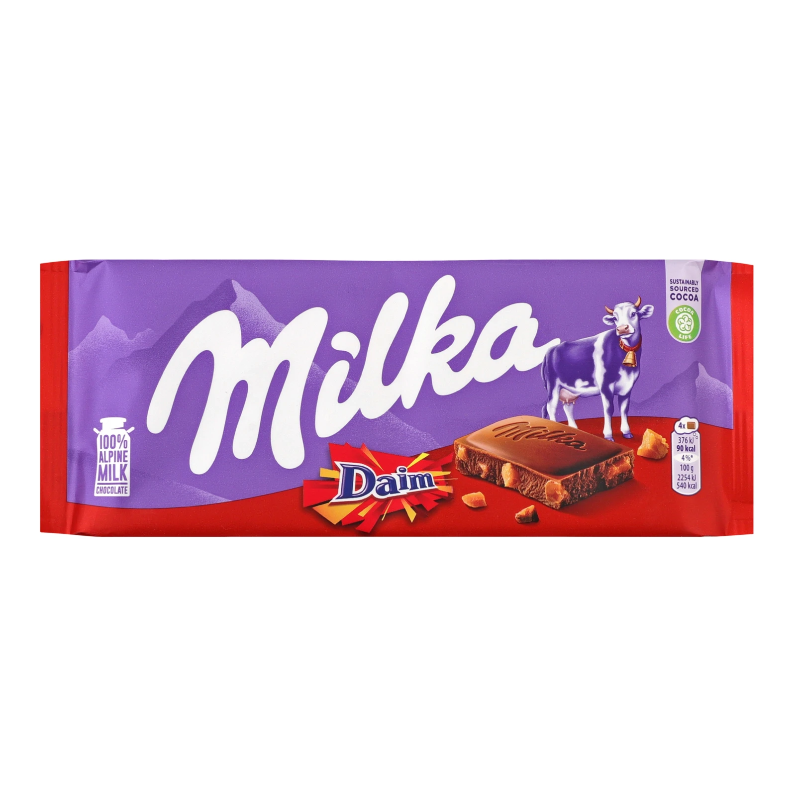 Шоколад Milka молочний зі шматочками хрумкої карамелі з мигдалем 100г Фото №:1