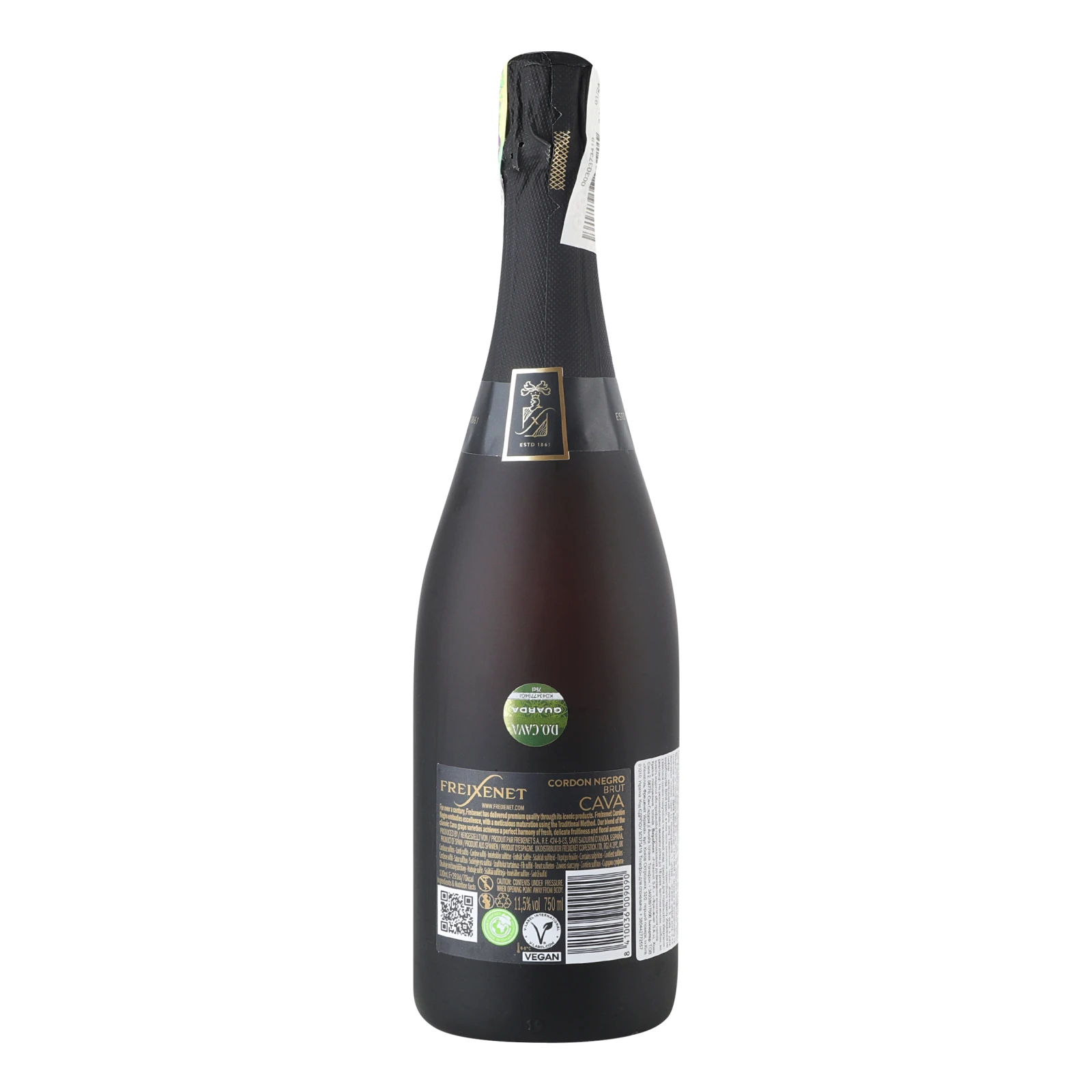 Вино ігристе Freixenet Cordon Negro Cava біле брют 11.5% 0.75л Фото №:2