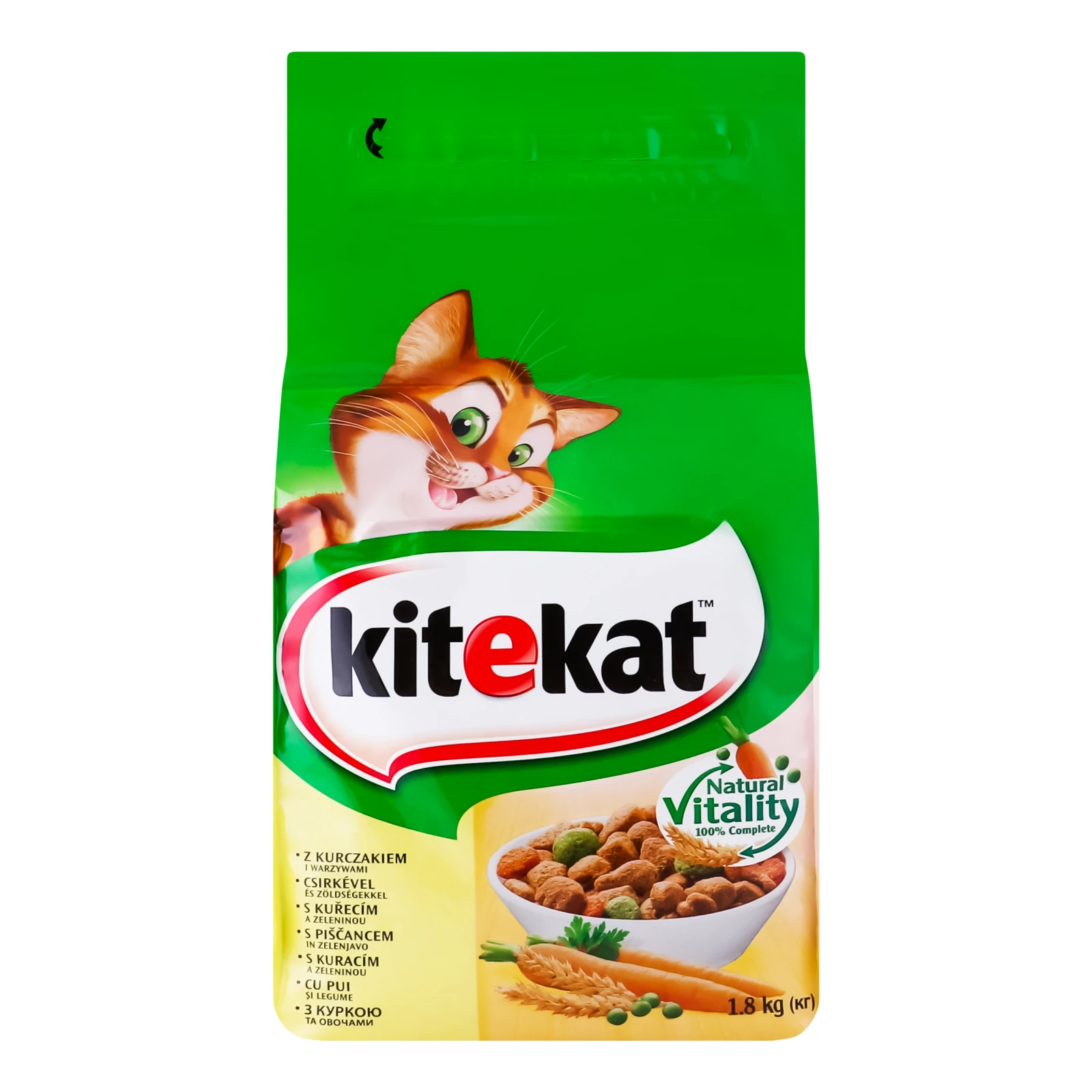 Корм сухий KiteKat З куркою та овочами повнораціонний для дорослих котів 1.8кг Фото навігації №:1