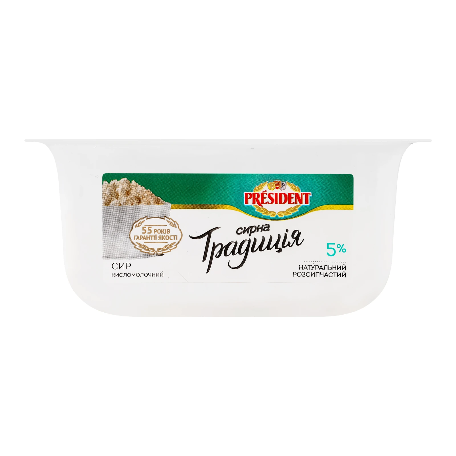 Сир кисломолочний President Творожна традиція 5% 300г Фото №:1