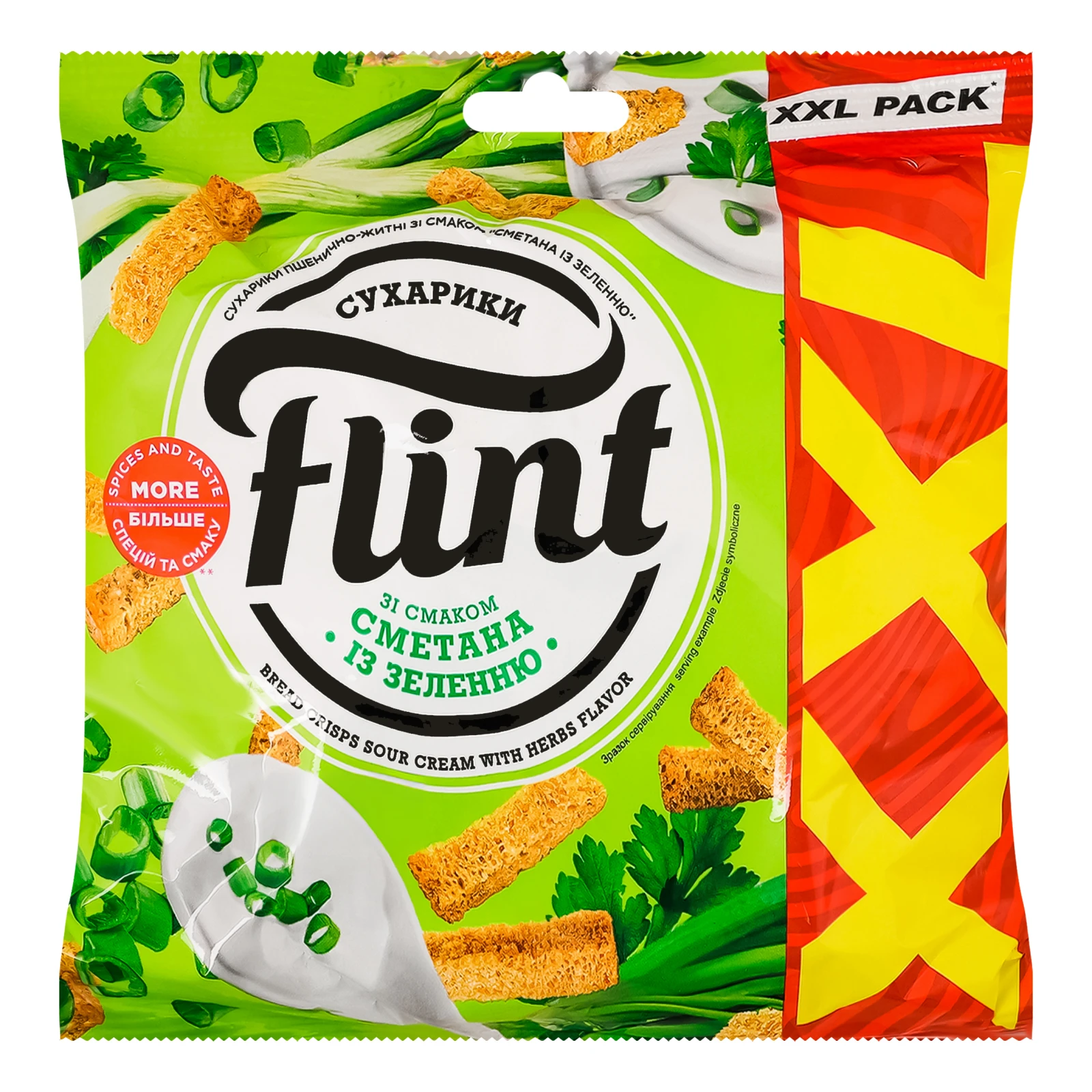 Сухарики Flint пшенично-житні зі смаком Сметана із зеленню 140г Фото №:1