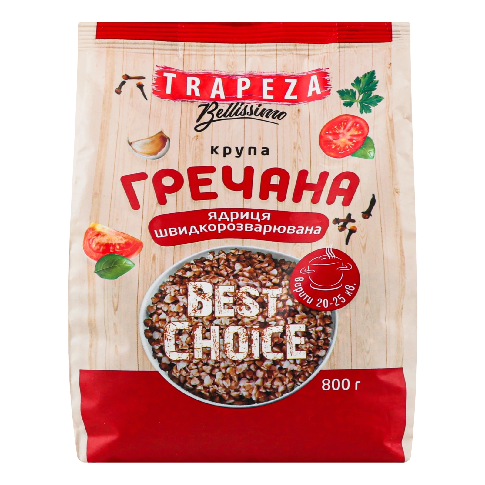 Крупа гречана Trapeza ядриця швидкорозварювана 800г Фото №:2