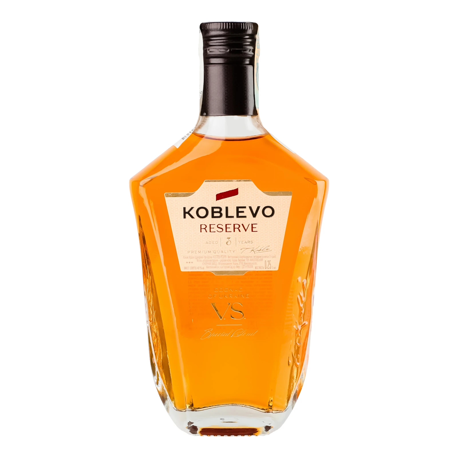 Коньяк Koblevo Reserve V.S. 3 зірки ординарний 40% 0.25л Фото №:1