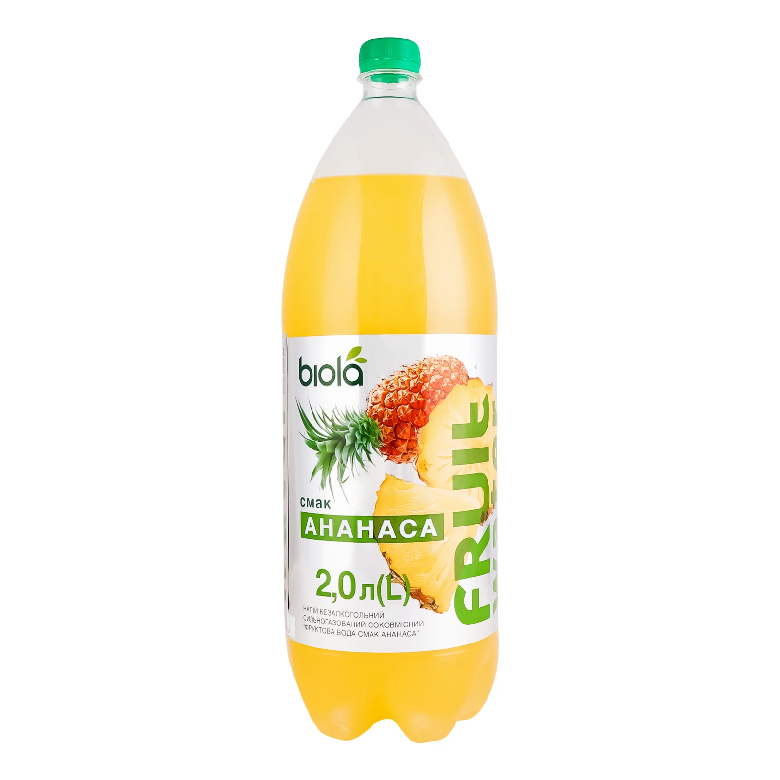 Напій Biola Fruit water соковмісний сильногазований Ананас 2л Фото навігації №:1
