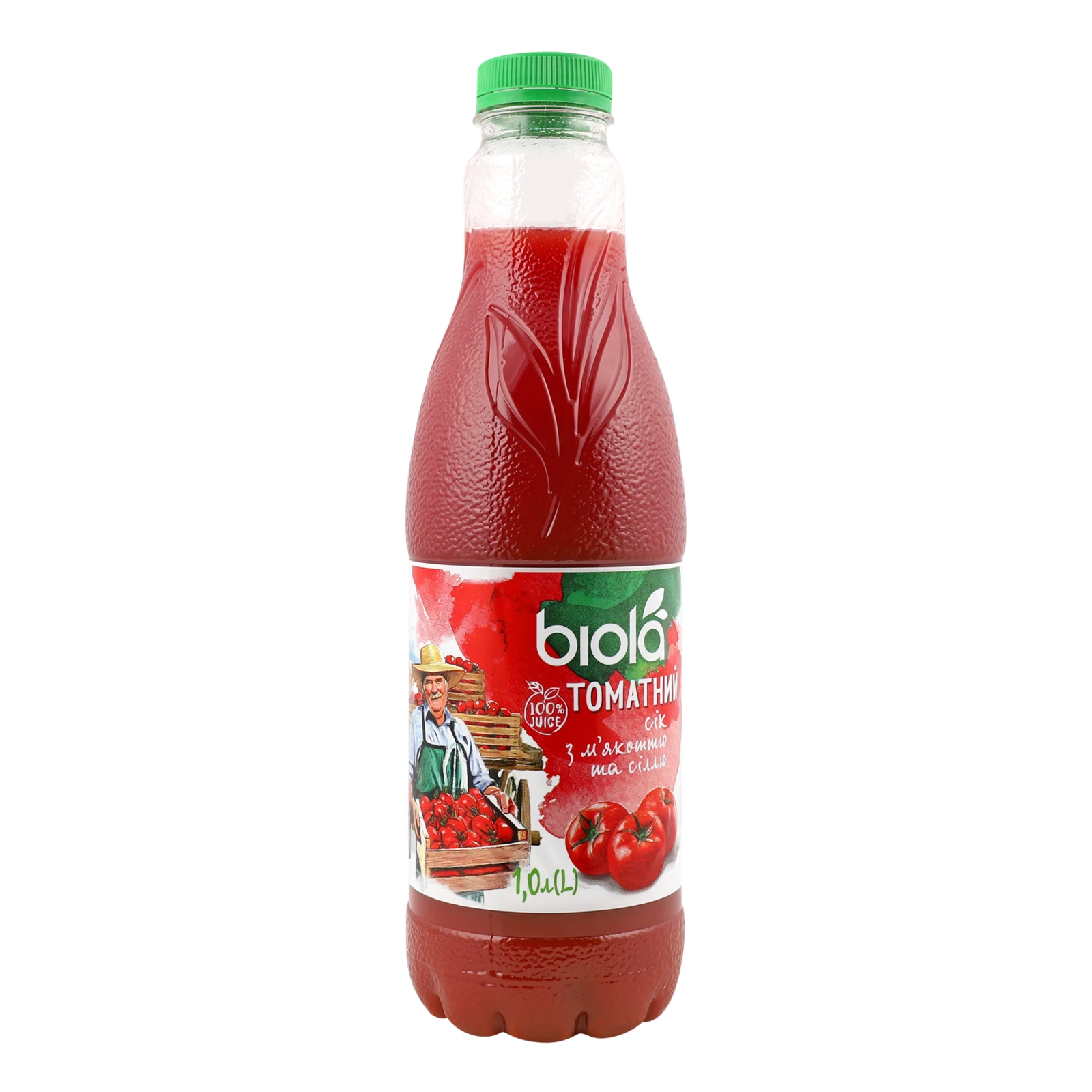 Сік Biola з м'якоттю та сіллю відновлений пастеризований Томат 1л Фото №:1