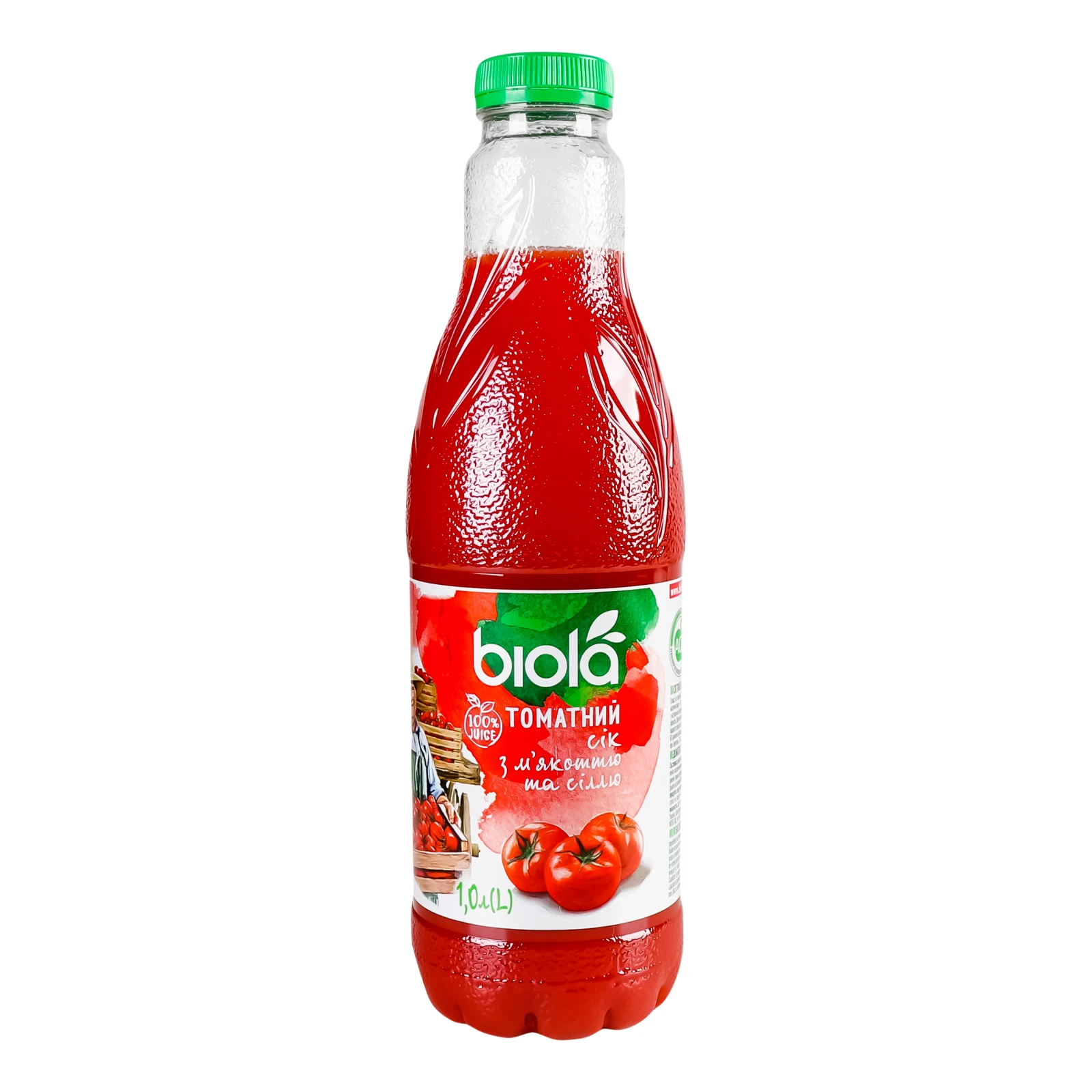 Сок Biola Томат з м'якоттю та сіллю 1л Фото №:1