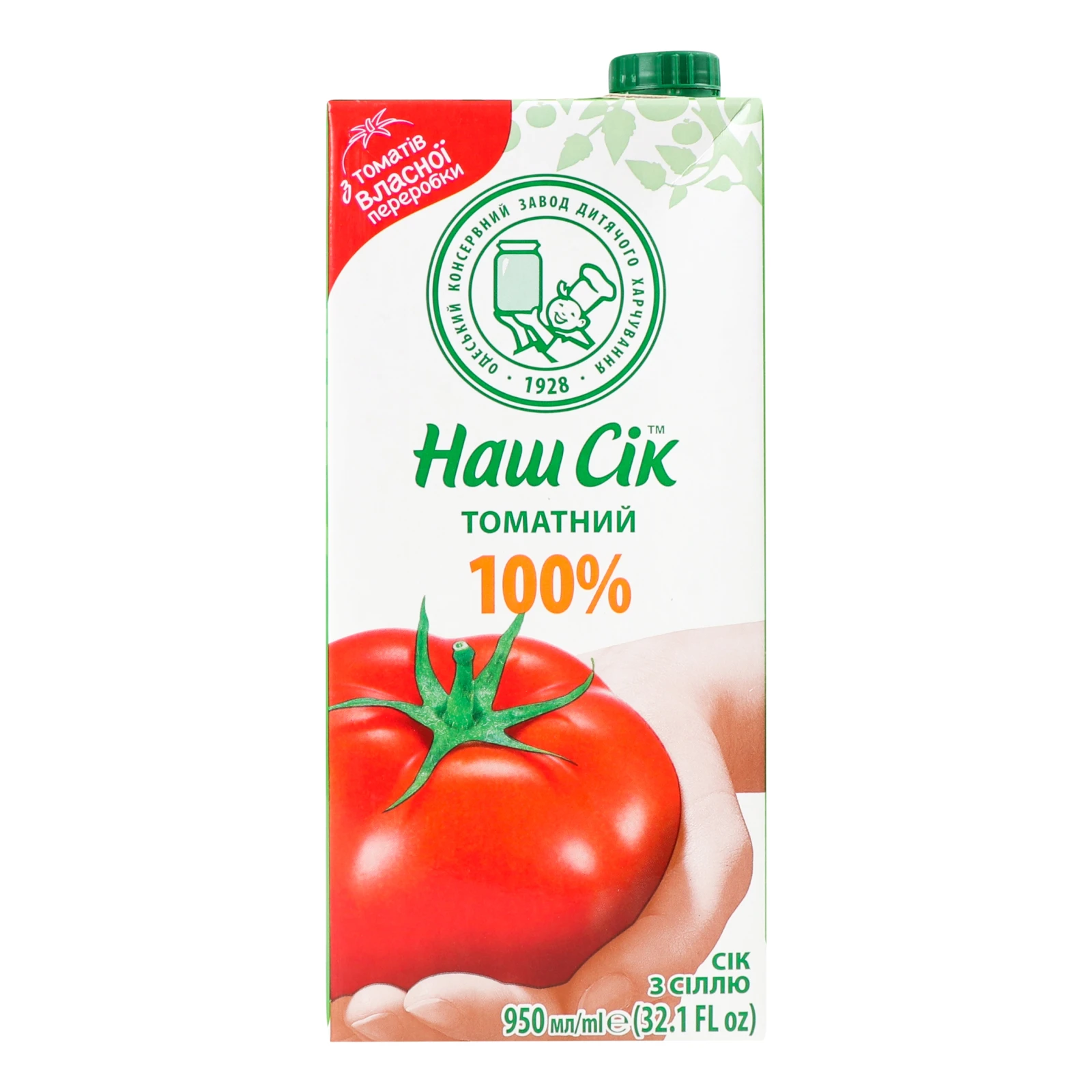 Сік Наш сік томатний з сіллю 0.95л Фото №:1