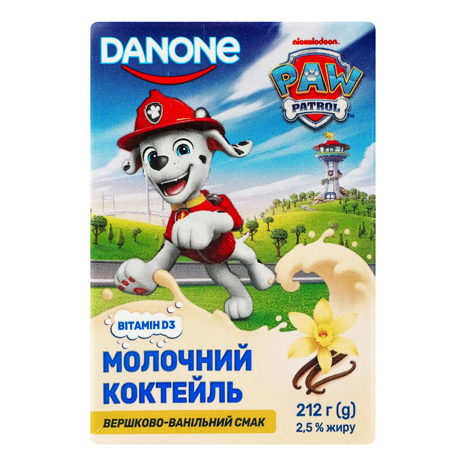 Коктейль молочний Danone Paw Patrol стерилізований Вершково-ванільний 2.5% 212г Фото №:1
