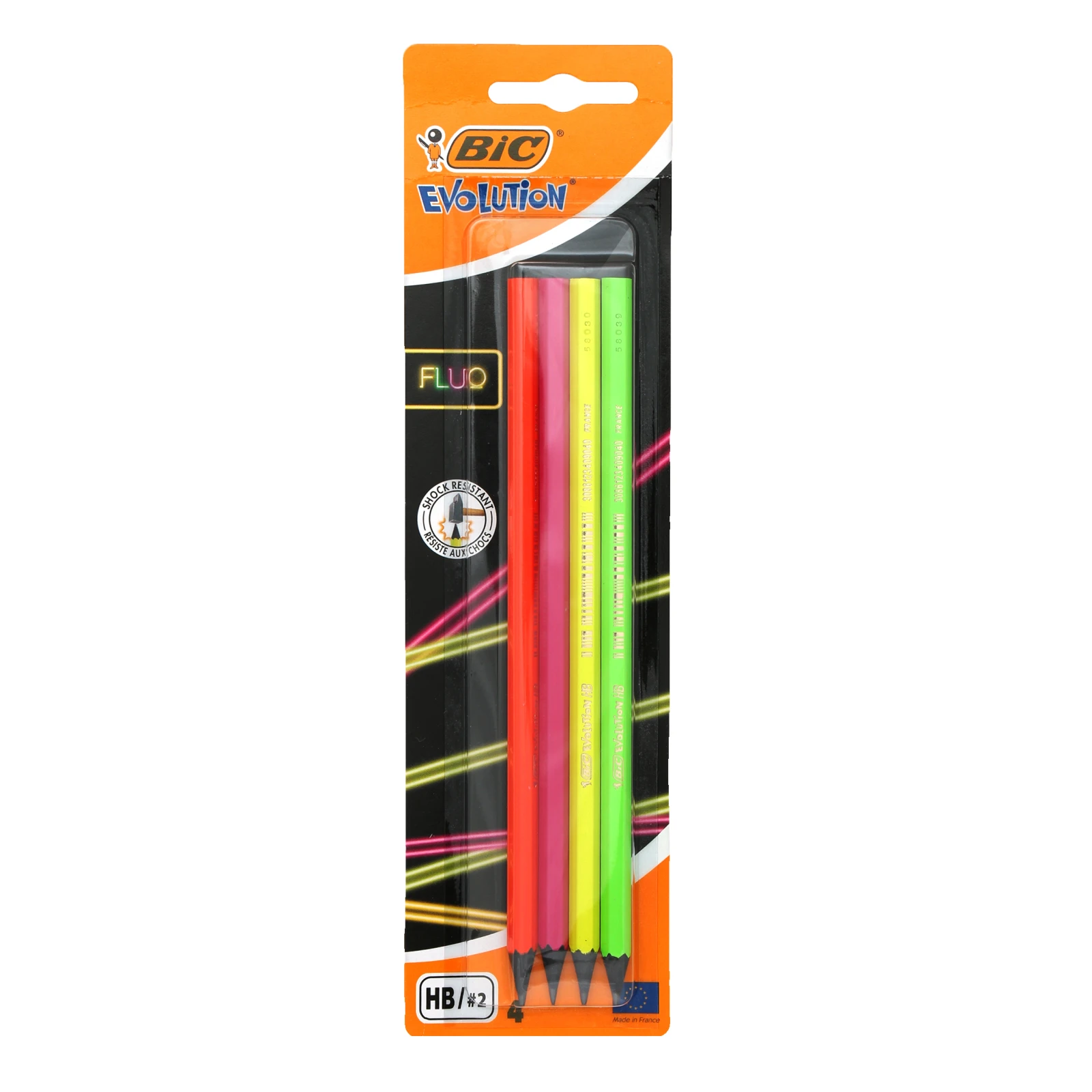 Олівці BIC Evolution Fluo чорнографітові 4шт/уп Фото №:1