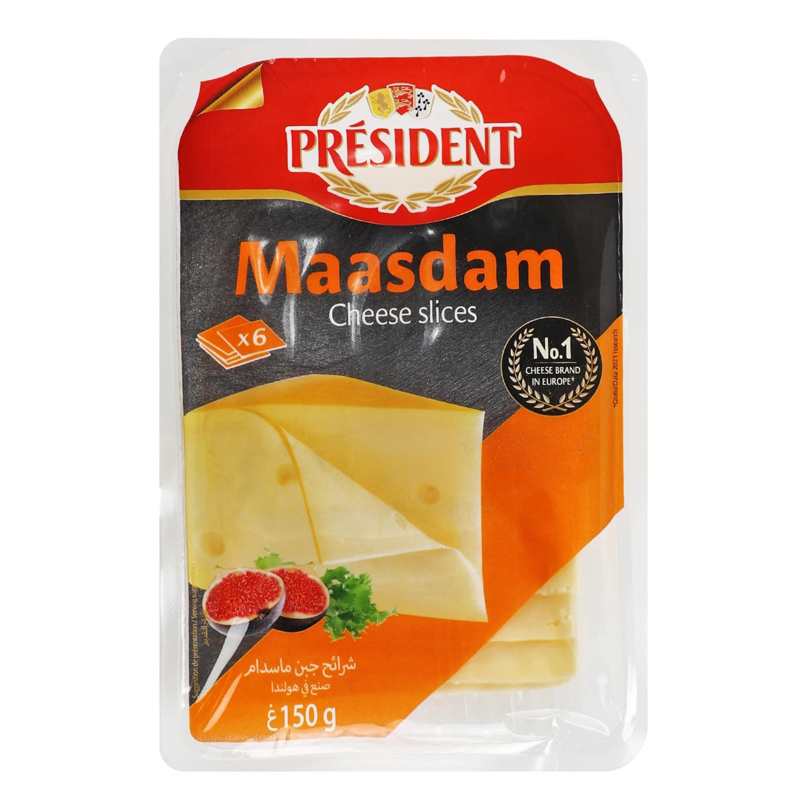 Сир President Мааздам твердий скибками 45% 150г Фото №:1