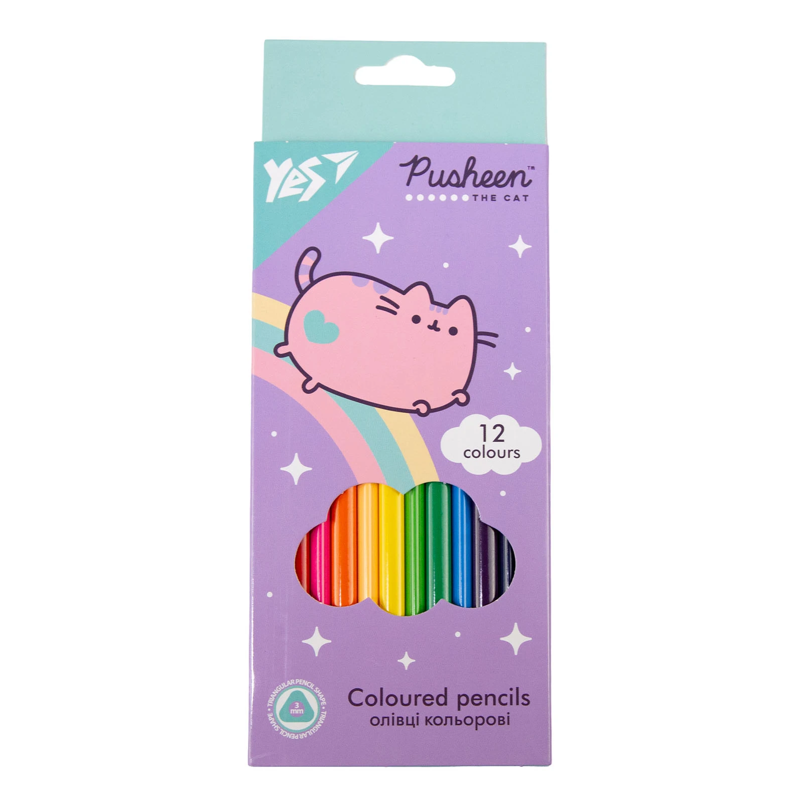 Олівці Yes кольорові 12шт Pusheen Фото №:1