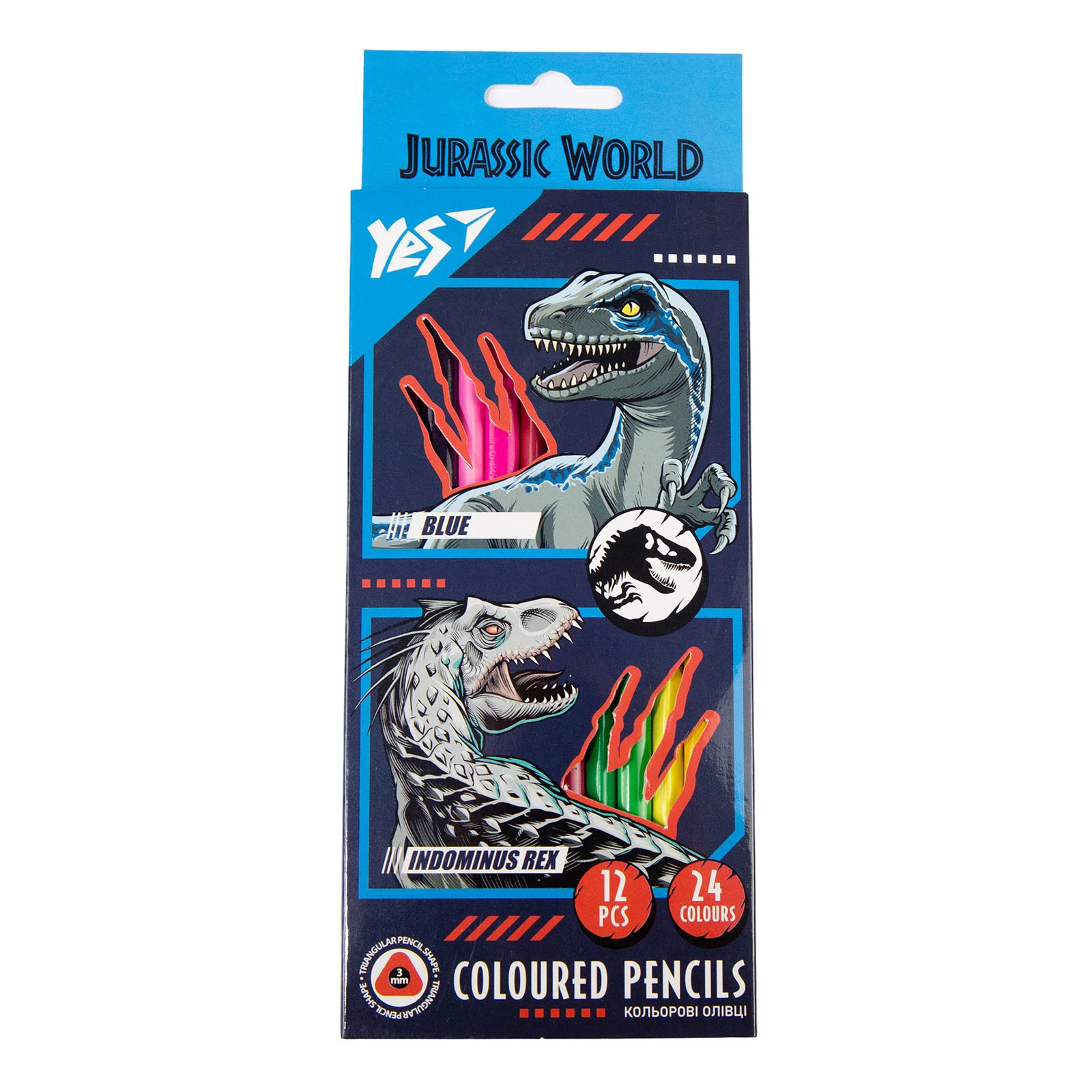 Олівці Yes кольорові 12шт 24кольорів Jurassic world Фото №:1