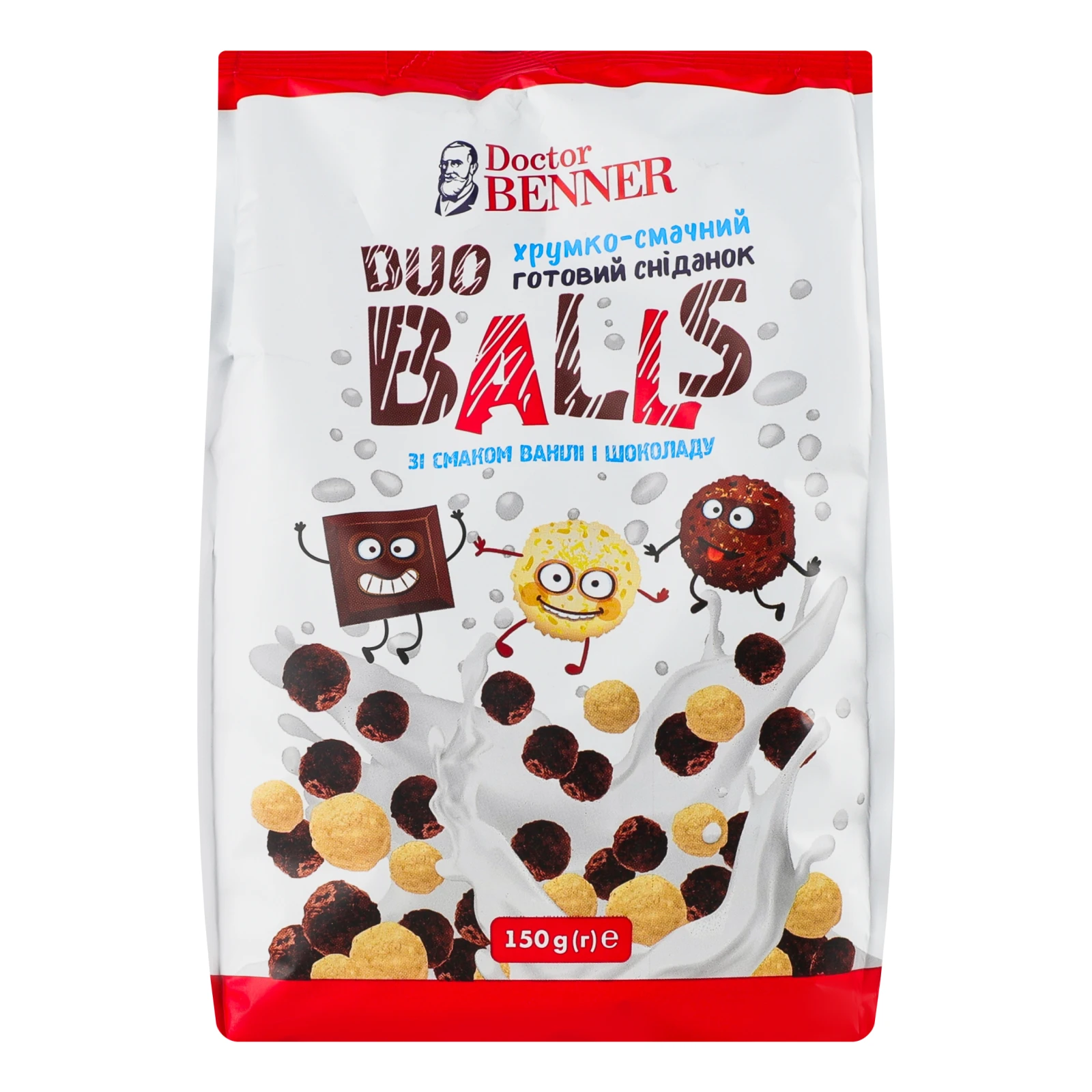 Сніданок готовий Doctor Benner Duo Balls зі смаком ванілі та шоколаду 150г Фото №:1
