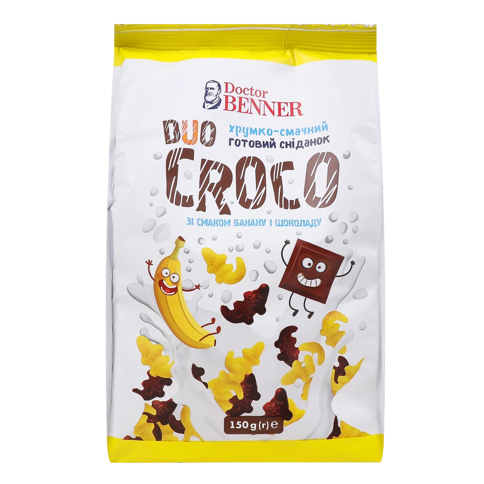 Сніданок сухий Doctor Benner Duo Croco зі смаком банану та шоколаду 150г